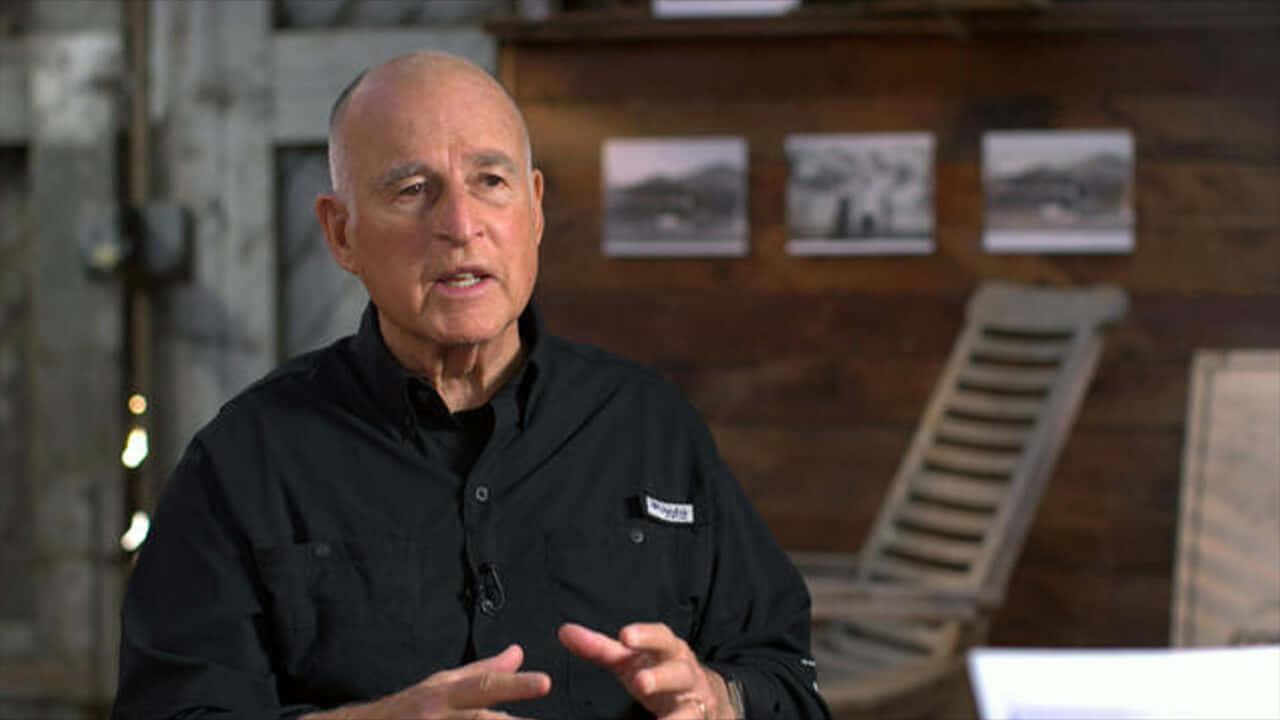 Governor Jerry Brown Speaks During An Interview. Wallpaper