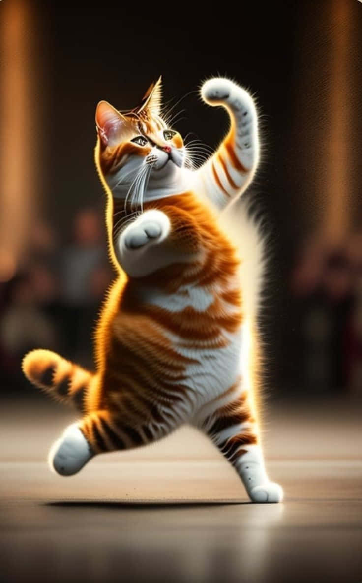 Graceful Dancing Orange Tabby Cat.jpg Wallpaper