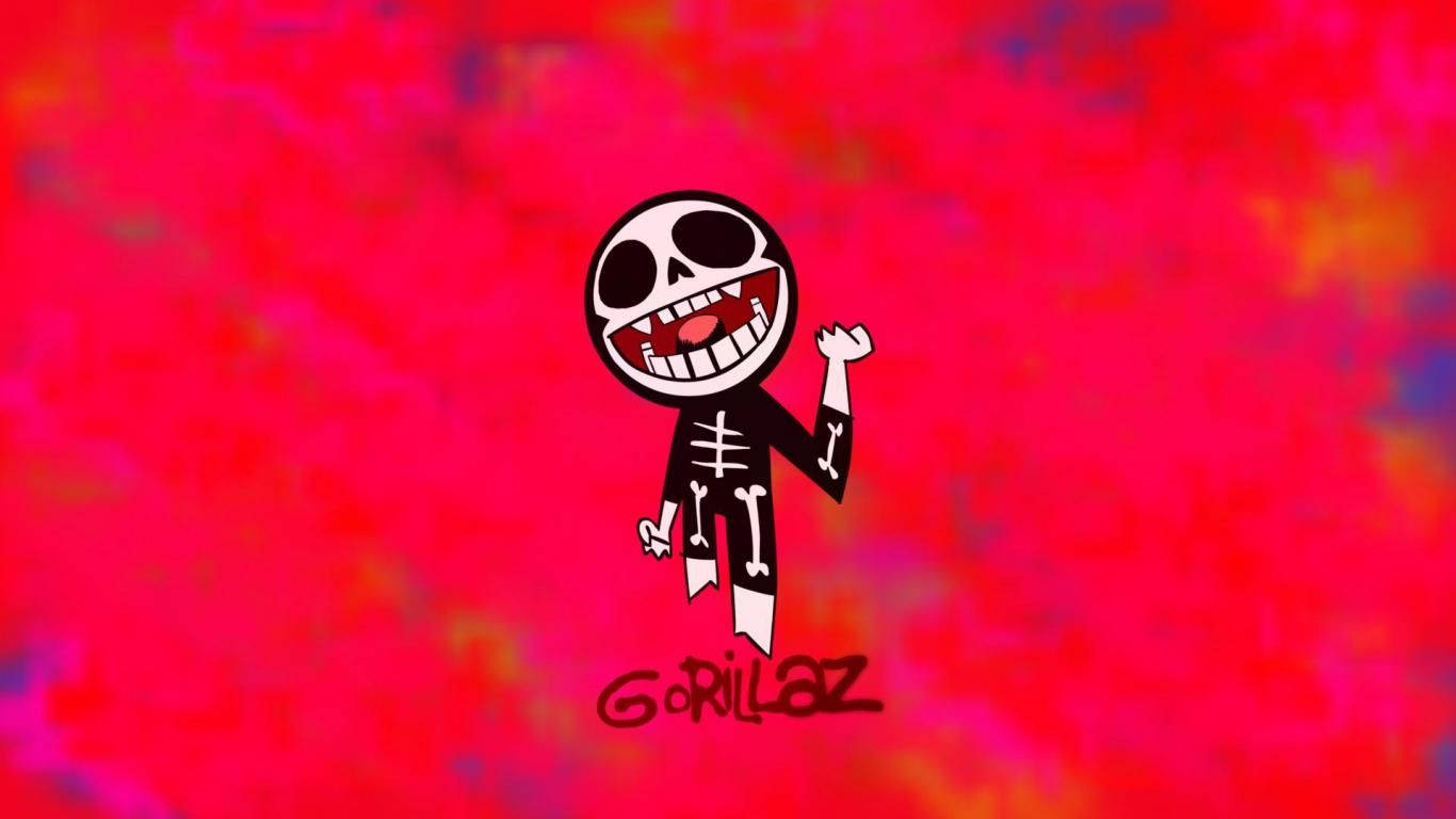 Graffiti Meets Music: Chibi Skeleton Gorillaz Wallpaper