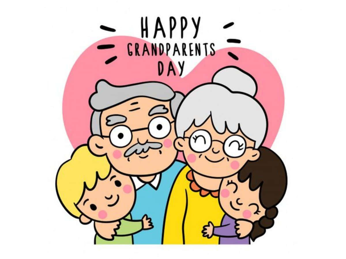 Grandparents Day Celebration Cartoon Wallpaper