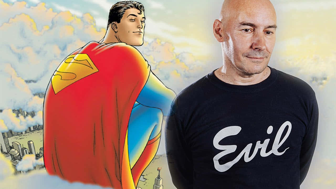 Grant Morrison Posing For A Photoshoot Wallpaper