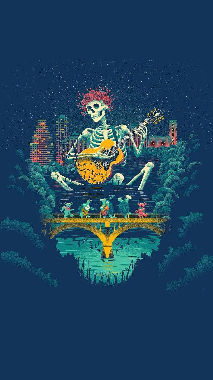 Grateful Dead Singing Skeleton Wallpaper