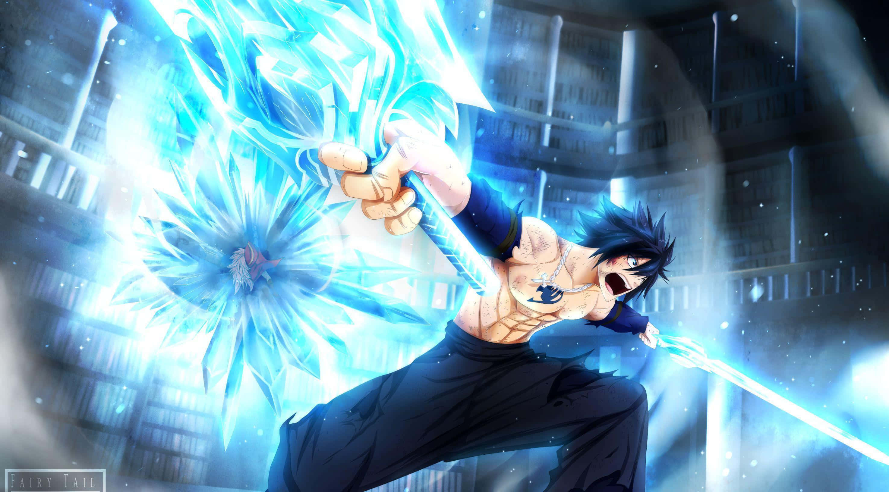 Gray Fullbuster Showcasing His Ice Magic Abilities Wallpaper