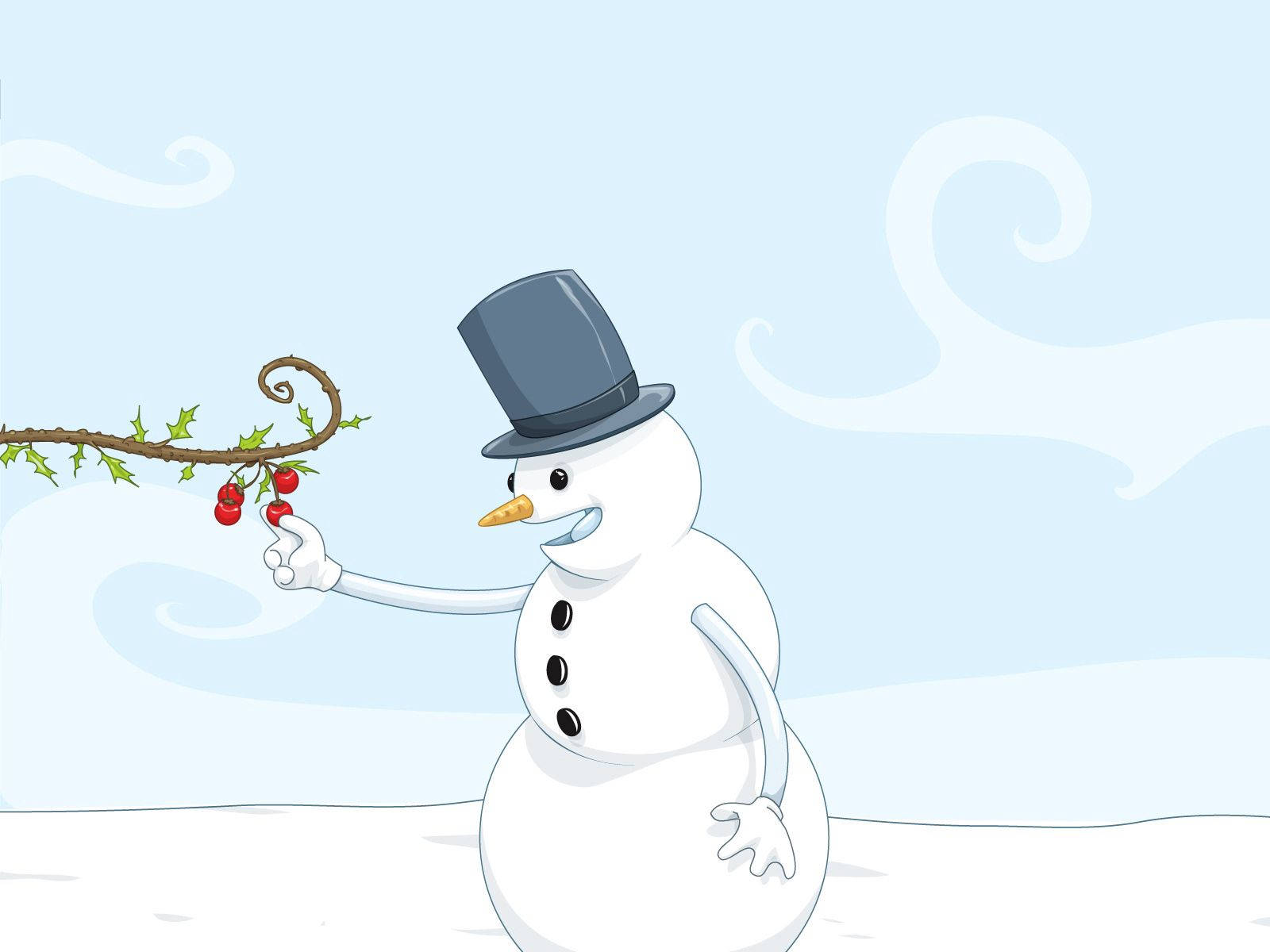 Gray Hat Snowman Wallpaper