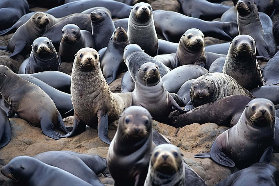 Gray Seal Colony Resting Wallpaper