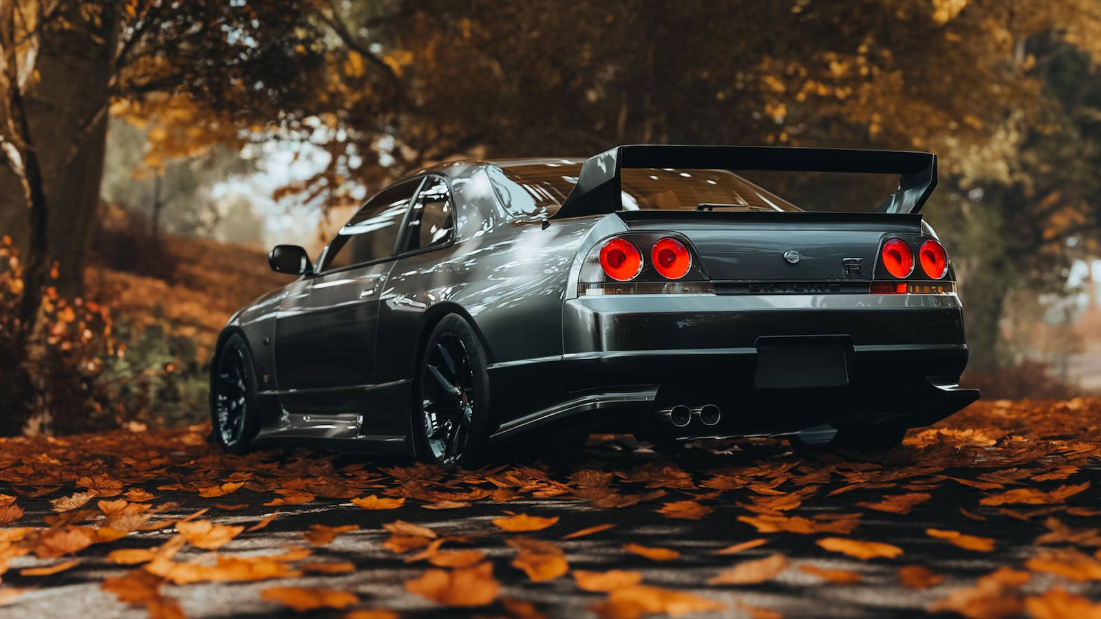 Gray Skyline Car In Autumn Wallpaper