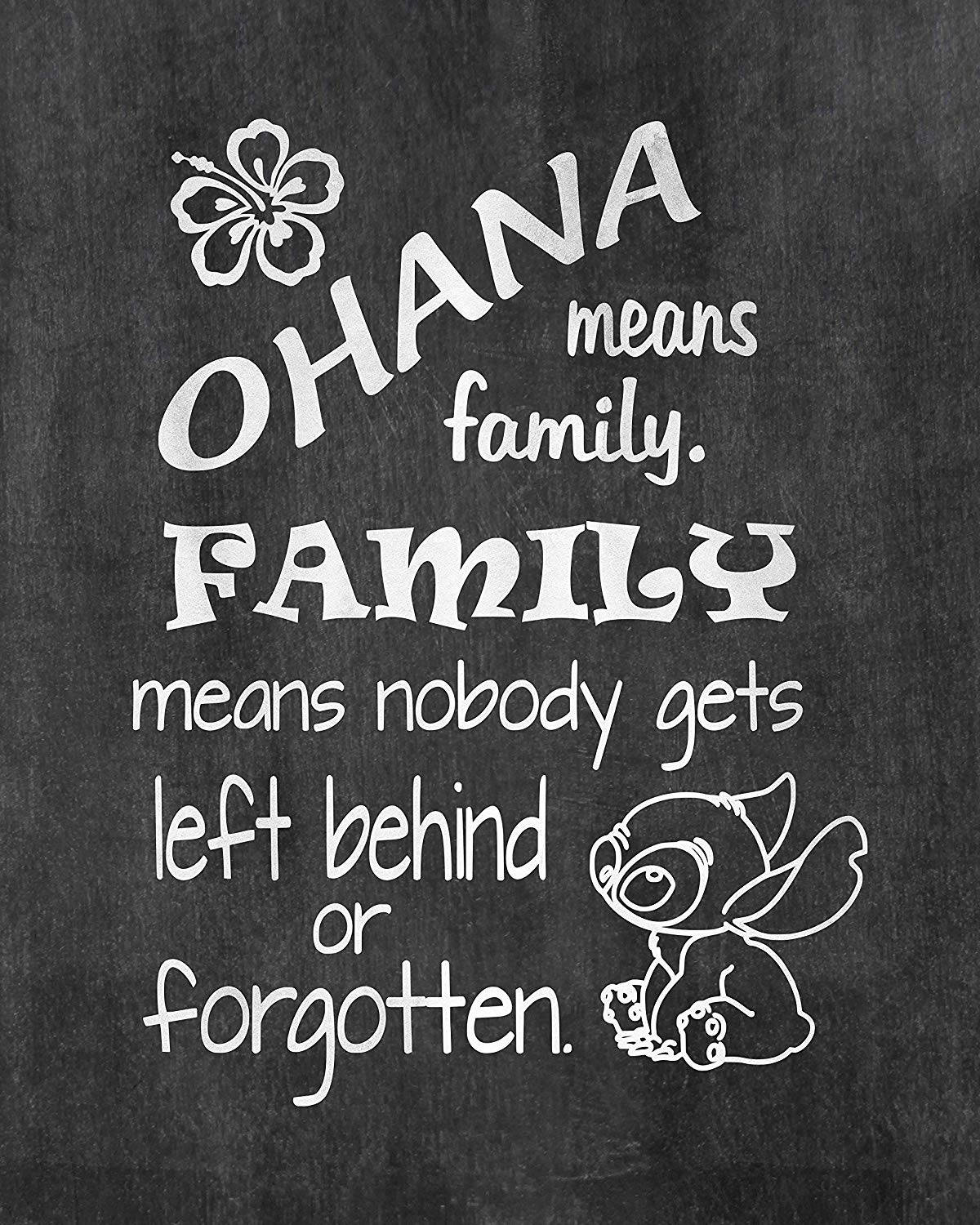 Gray Textured Stitch Ohana Quote Wallpaper