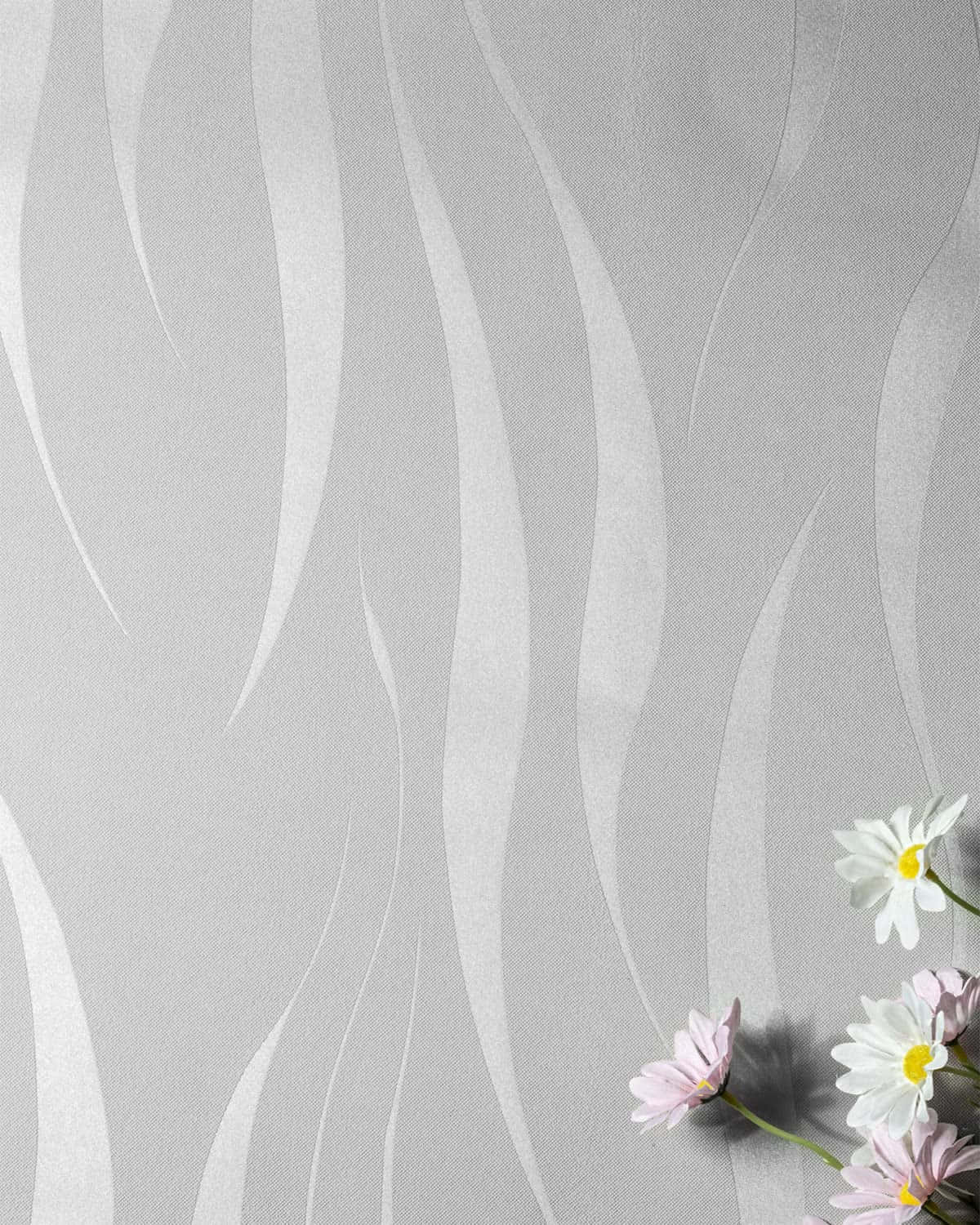 Gray Wave Patternwith Flowers Wallpaper