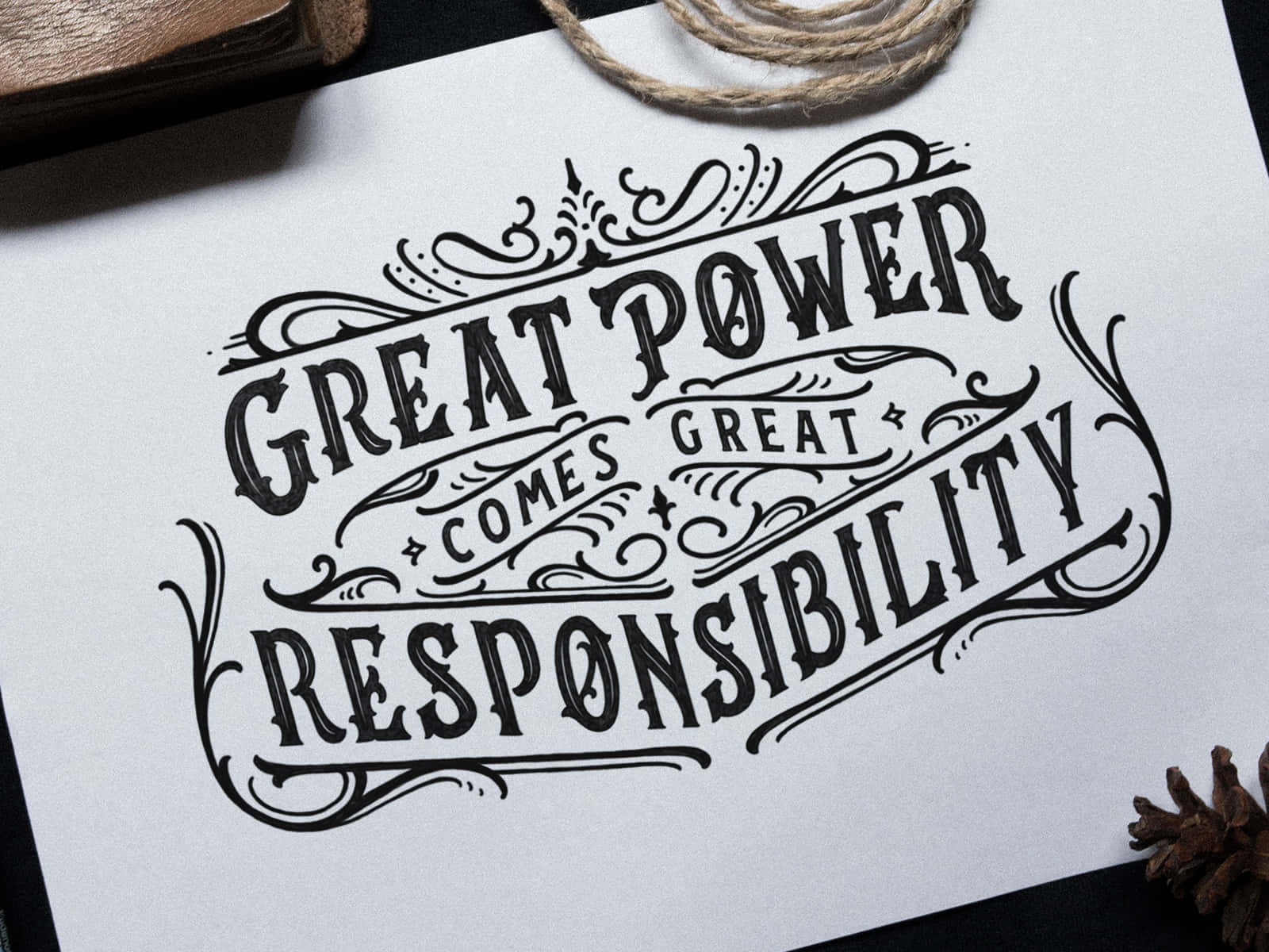 Great Power Great Responsibility Calligraphy Wallpaper