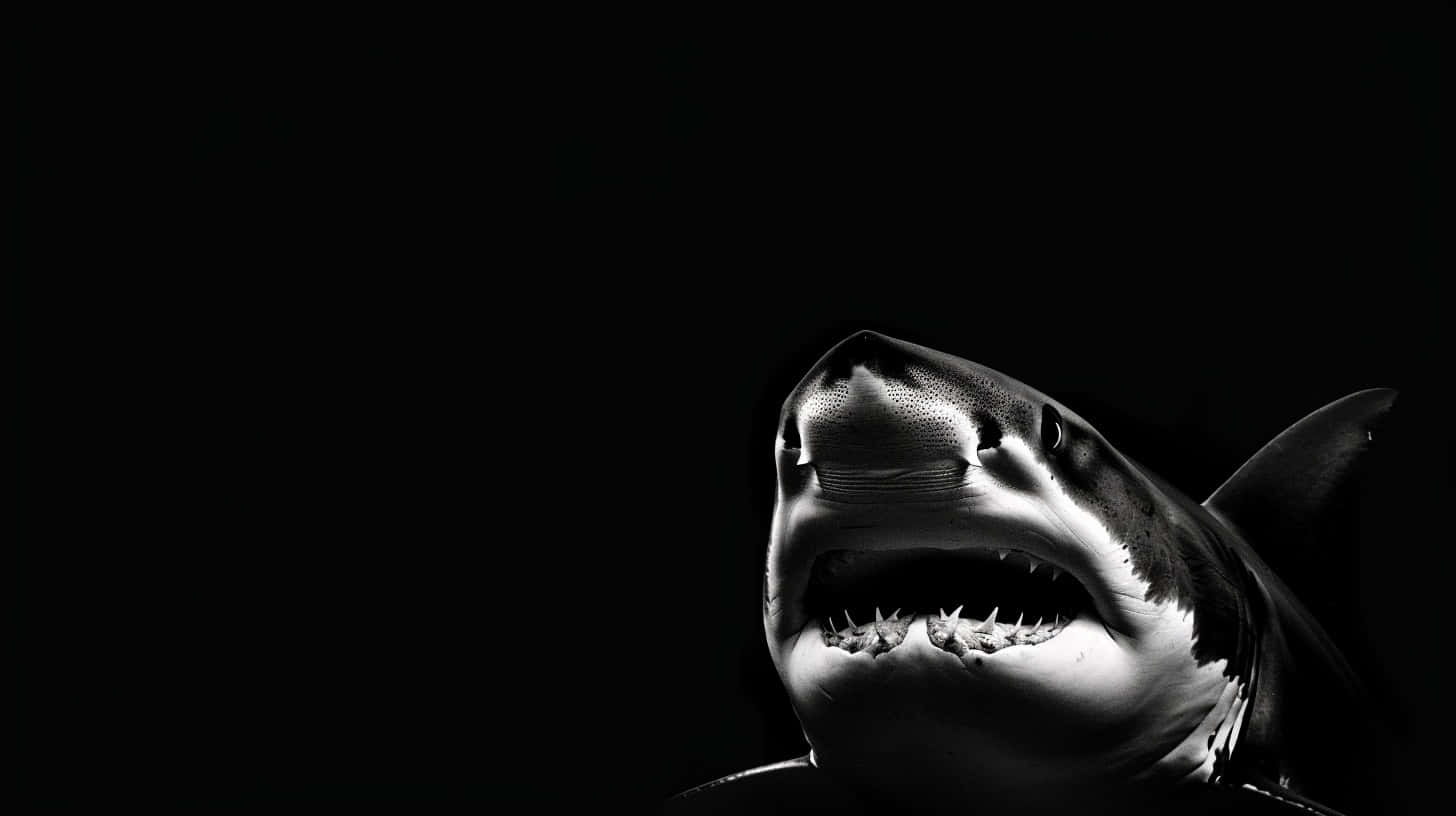 Great_ White_ Shark_ Portrait_ Black_ Background.jpg Wallpaper