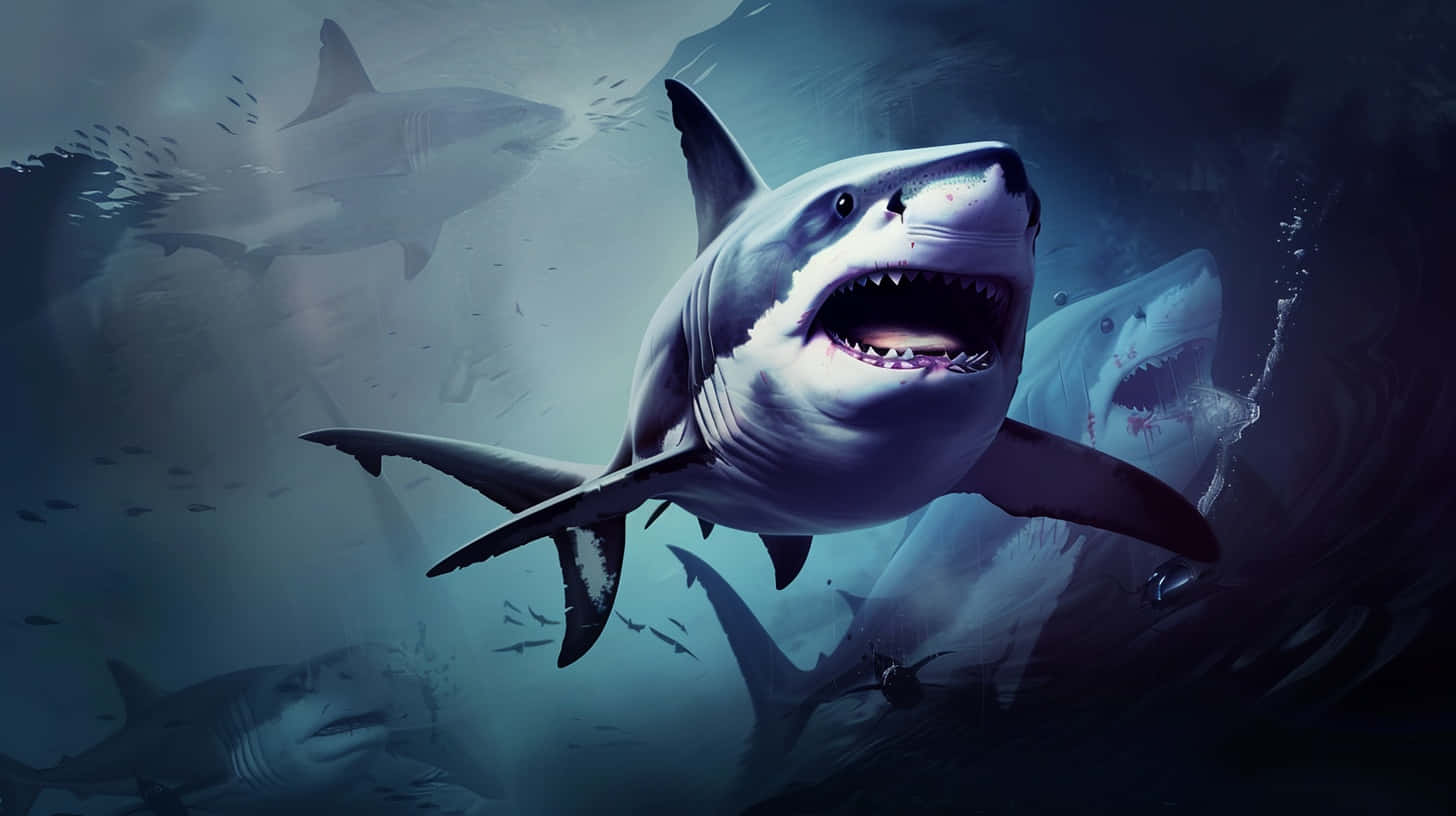 Great_ White_ Shark_ Predatory_ Gaze Wallpaper