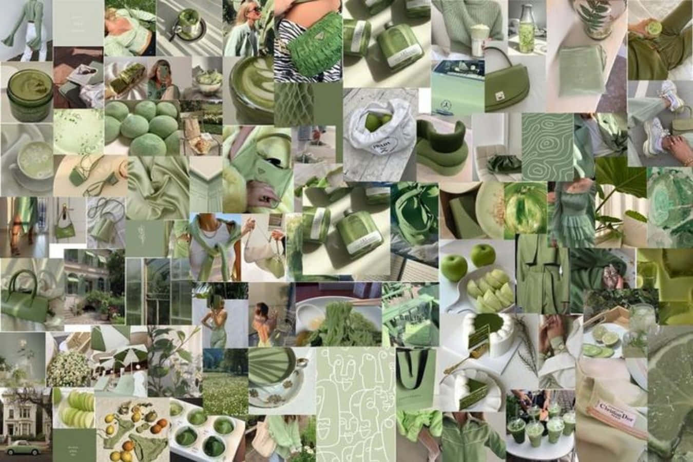 Green Aesthetic Collage Wallpaper