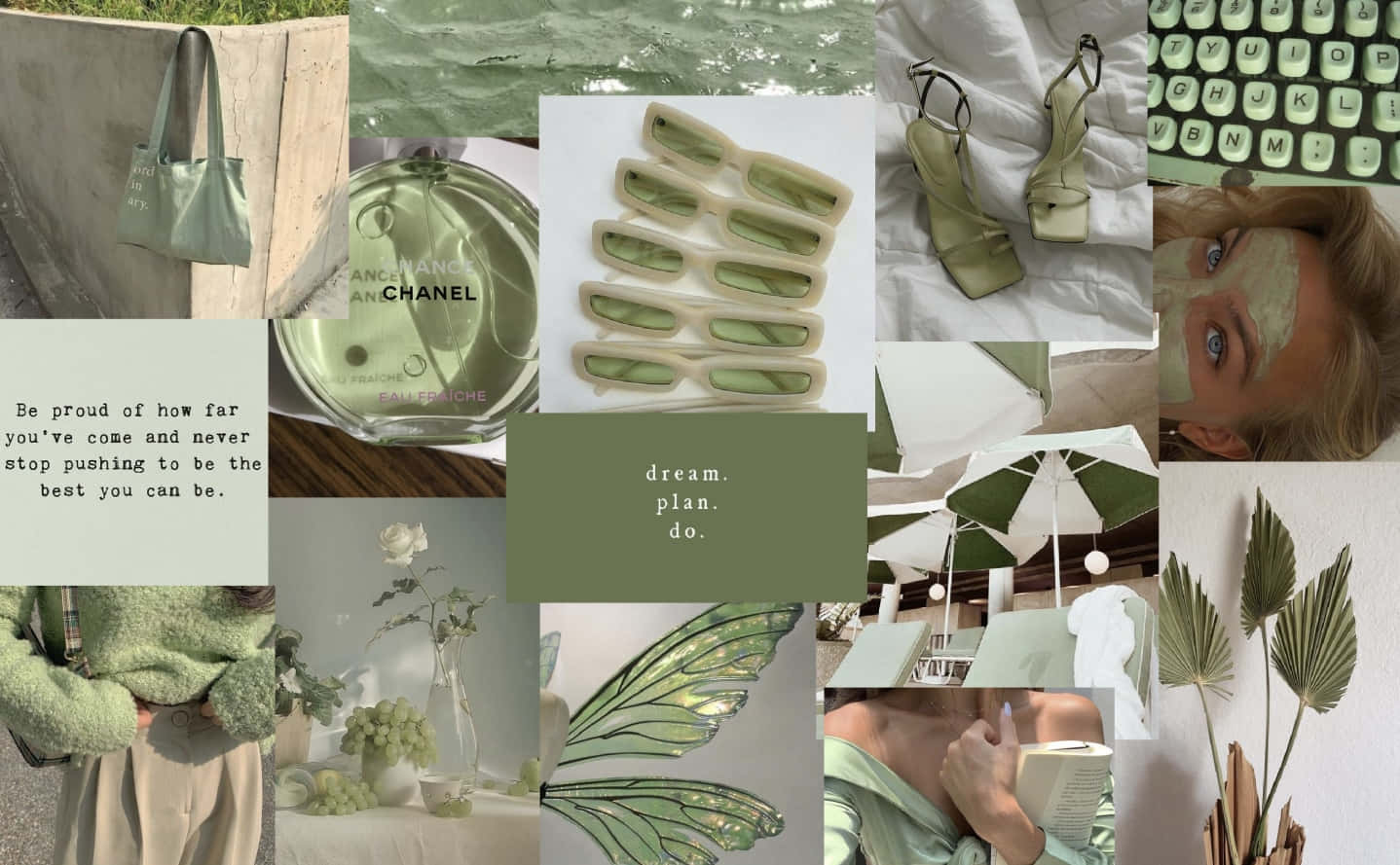 Green Aesthetic Collage Wallpaper