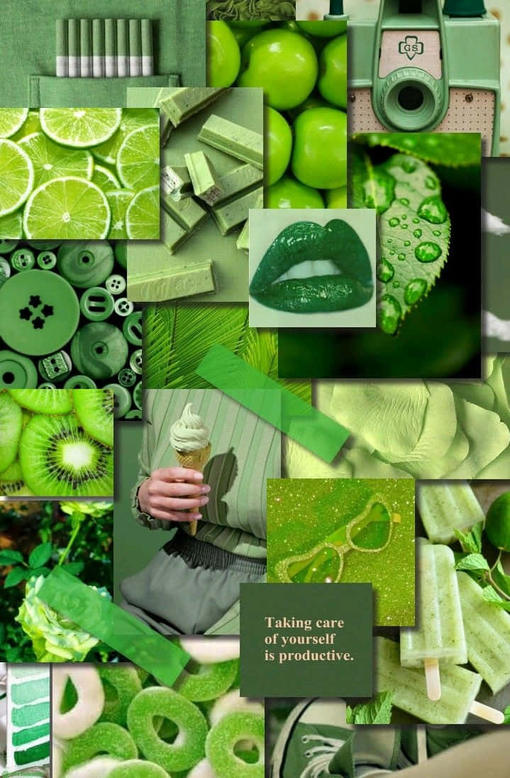 Green Aesthetic Collage Wallpaper