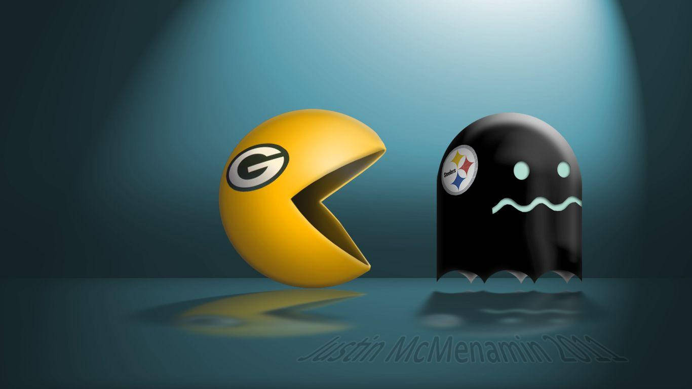 Green Bay Packers Pacman Illustration Wallpaper