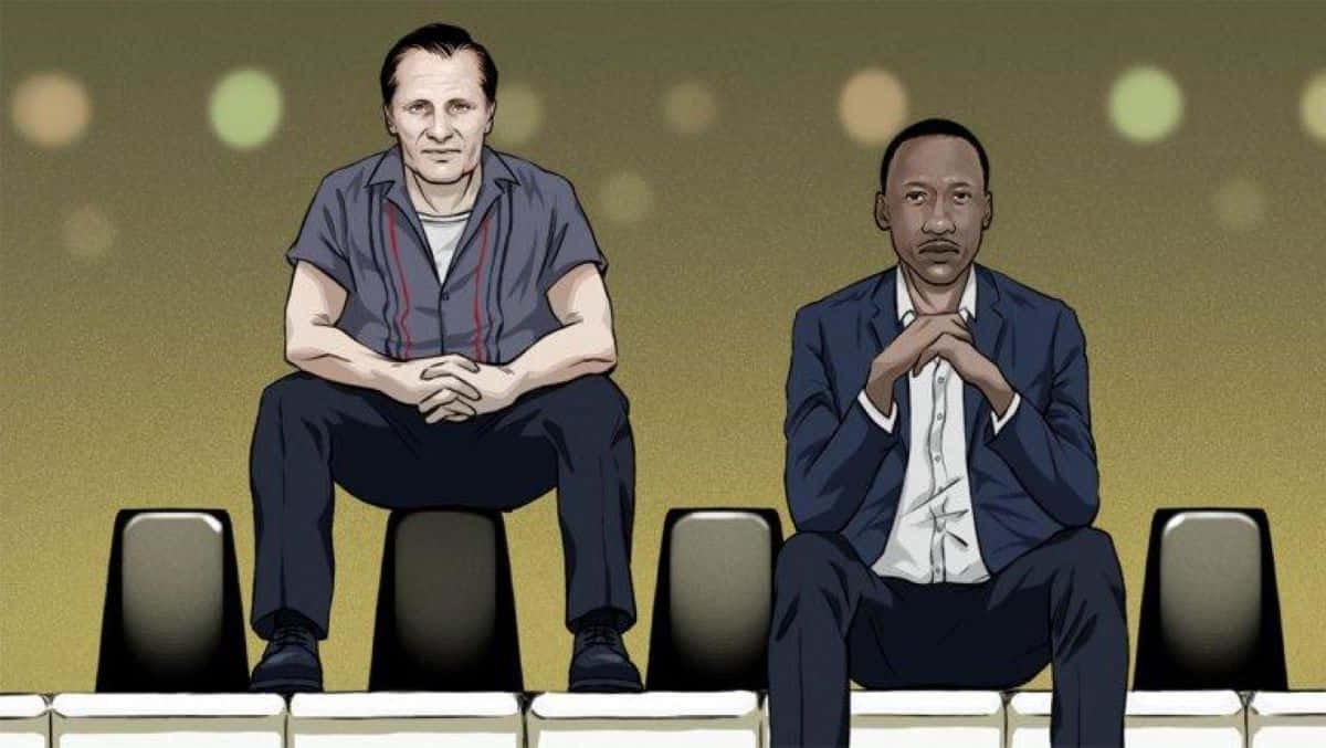 Green Book Illustrated Characters Sitting Wallpaper