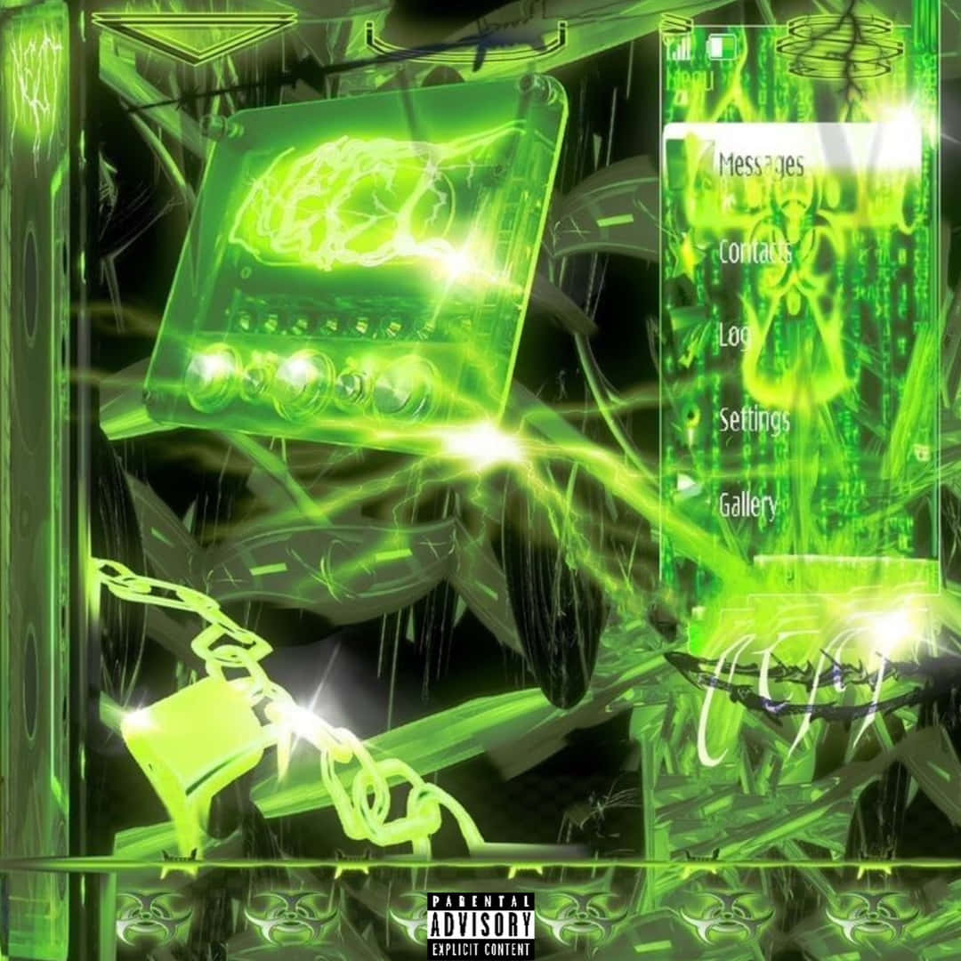 Green Cyber Y2 K Aesthetic Album Art Wallpaper