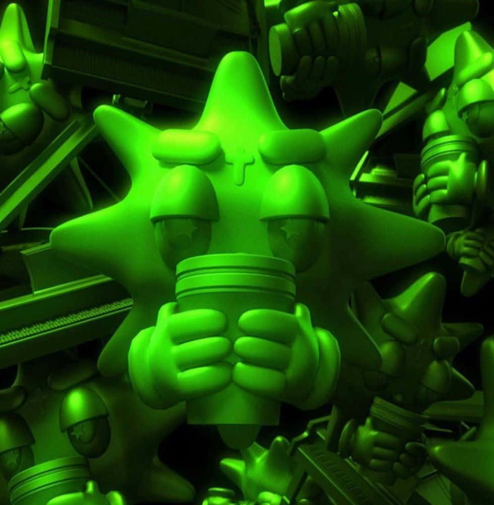 Green Cyberstar Y2 K Aesthetic Wallpaper