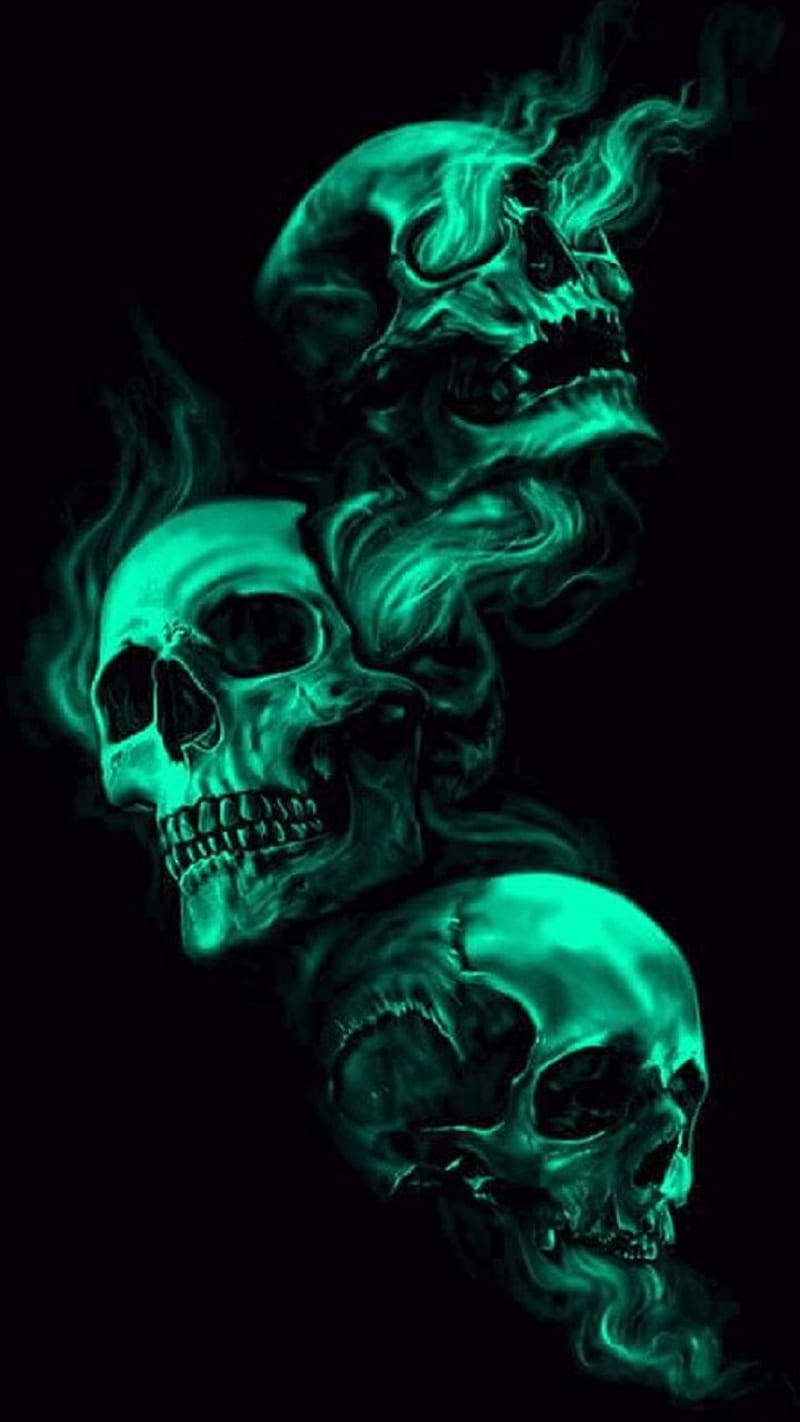 Green Fire Skull 800 X 1422 Wallpaper