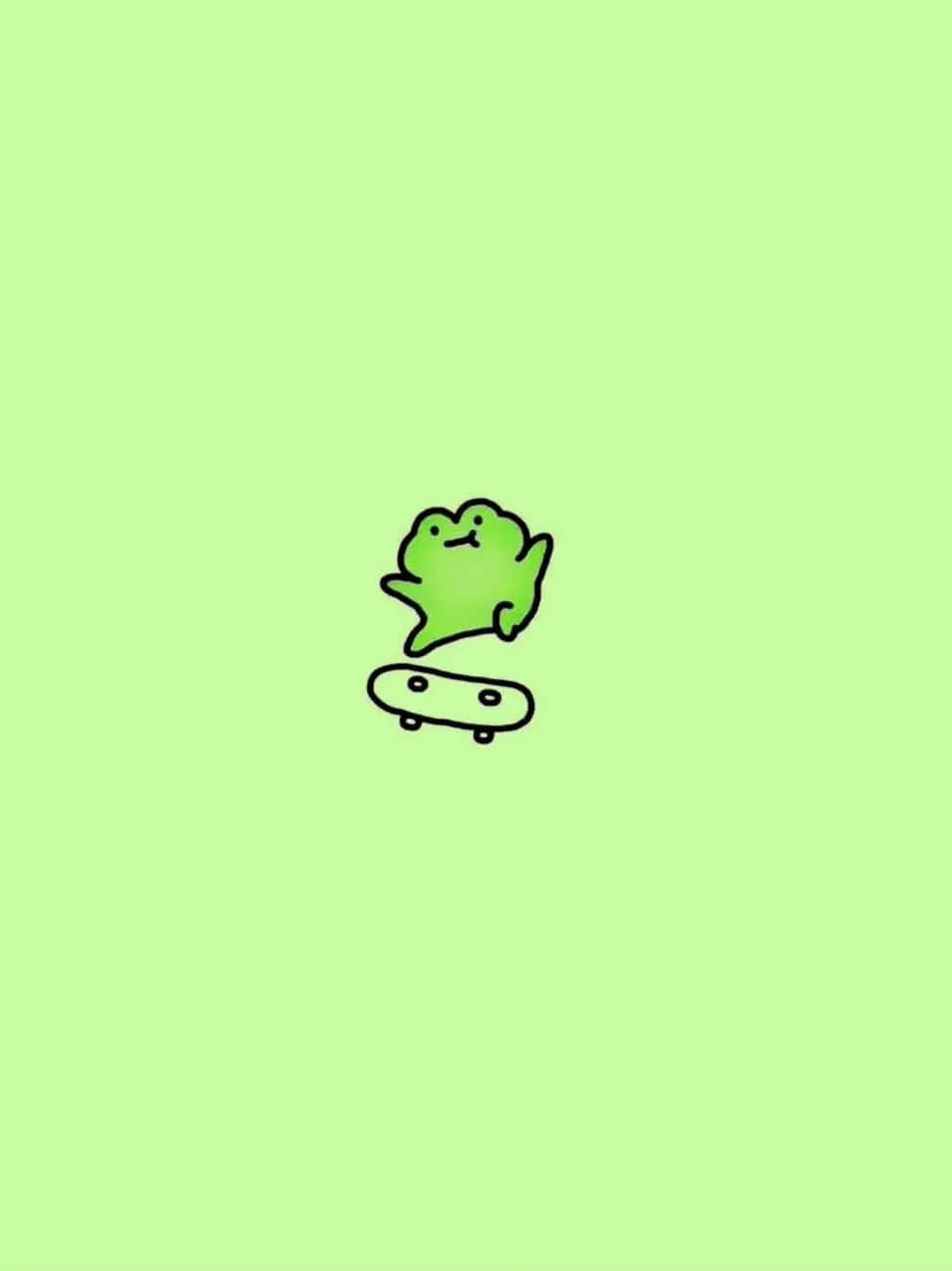 Green Frog Skateboarding Cute Aesthetic Wallpaper