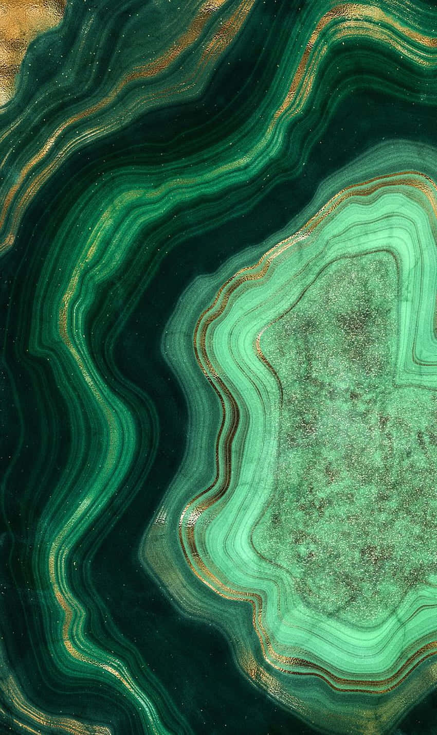 Green Gold Malachite Patterns Wallpaper