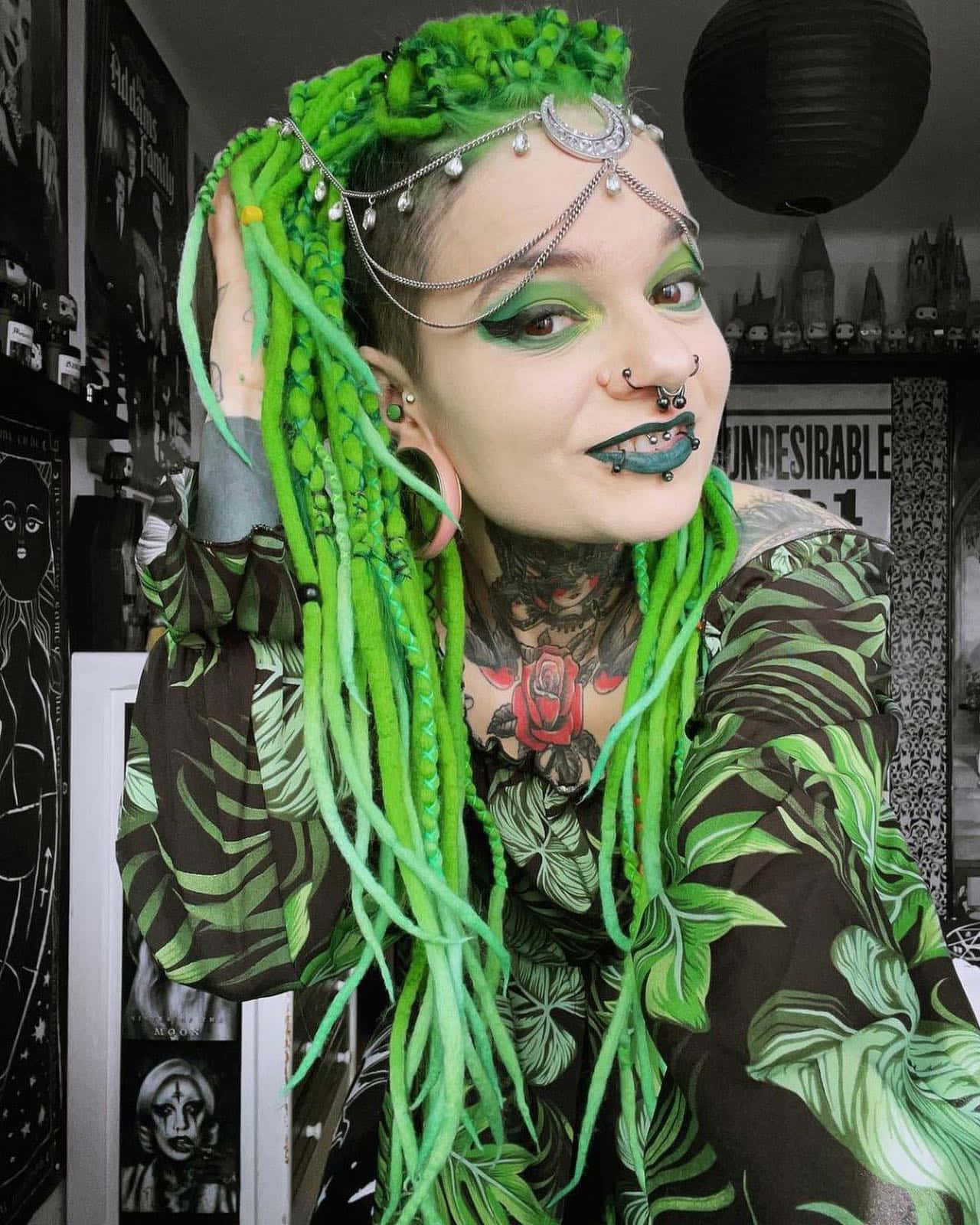 Green Goth Style Portrait Wallpaper