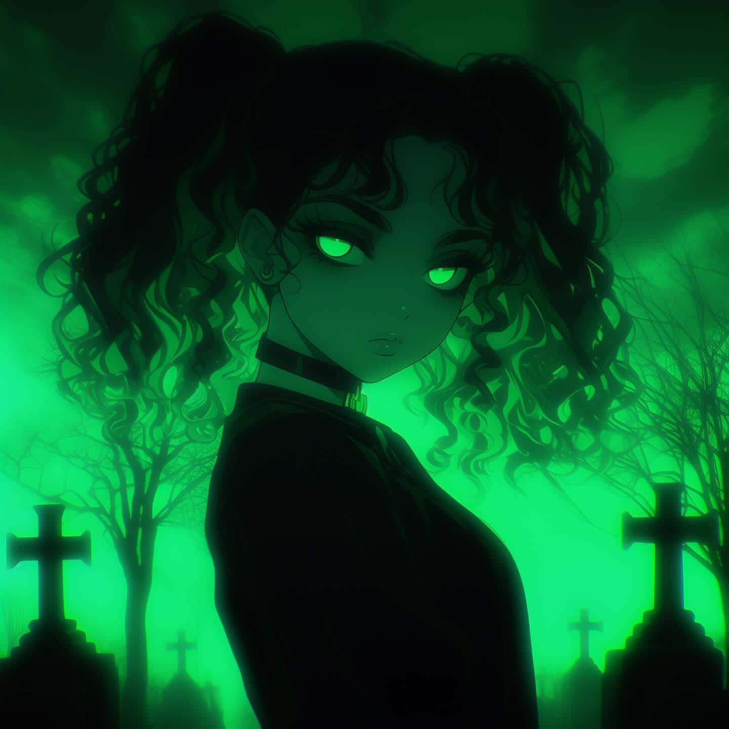 Green Gothic Aesthetic Girl Wallpaper