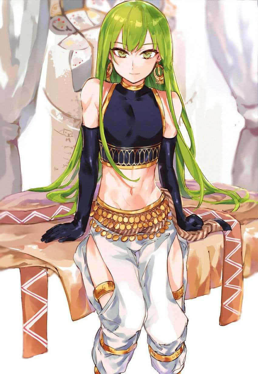 Green Haired Anime Dancer Wallpaper