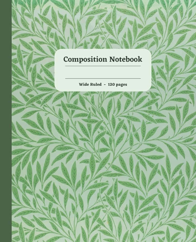 Green Leaf Pattern Composition Notebook Cover Wallpaper