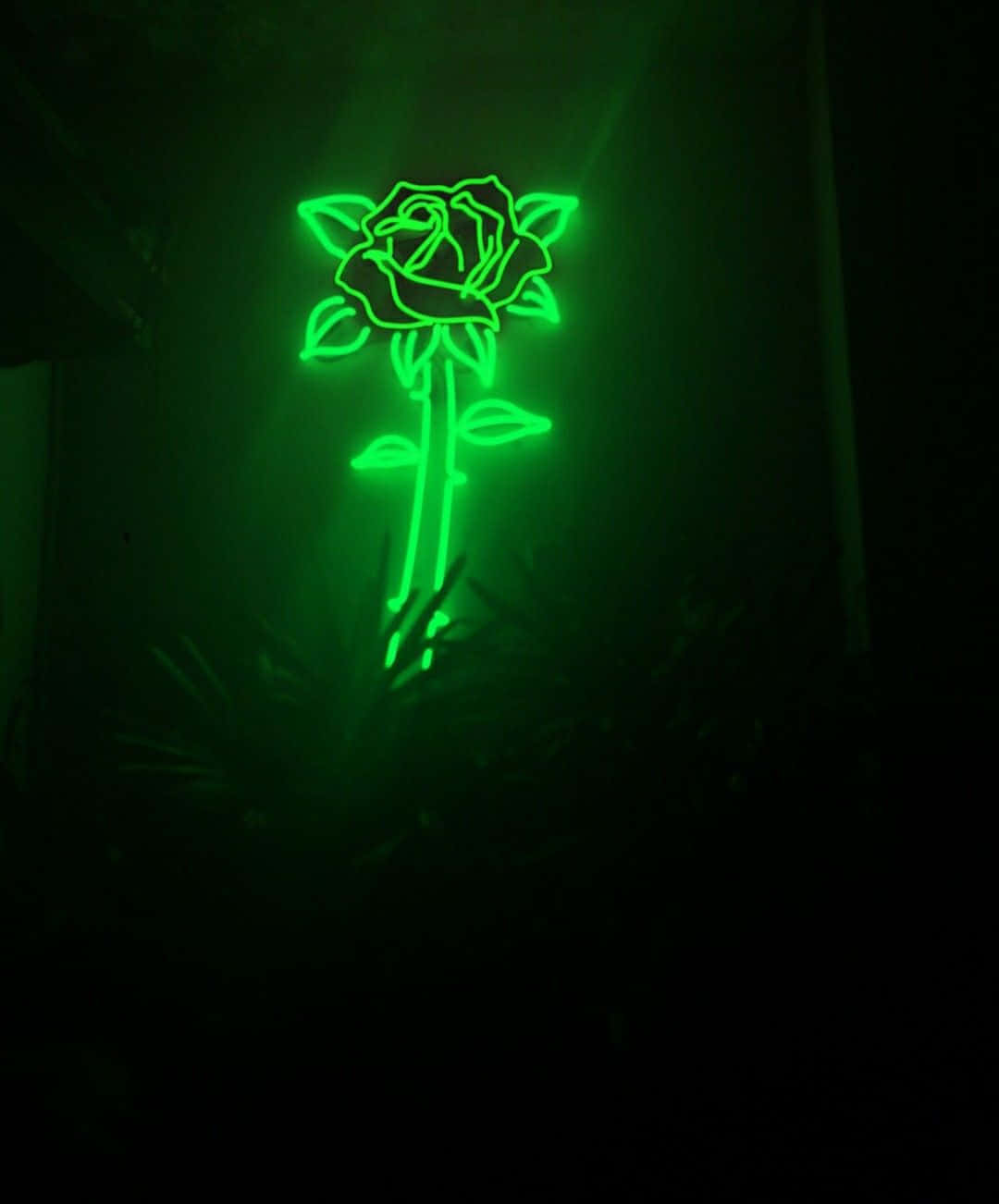 Green Led Flower Dark Background Wallpaper