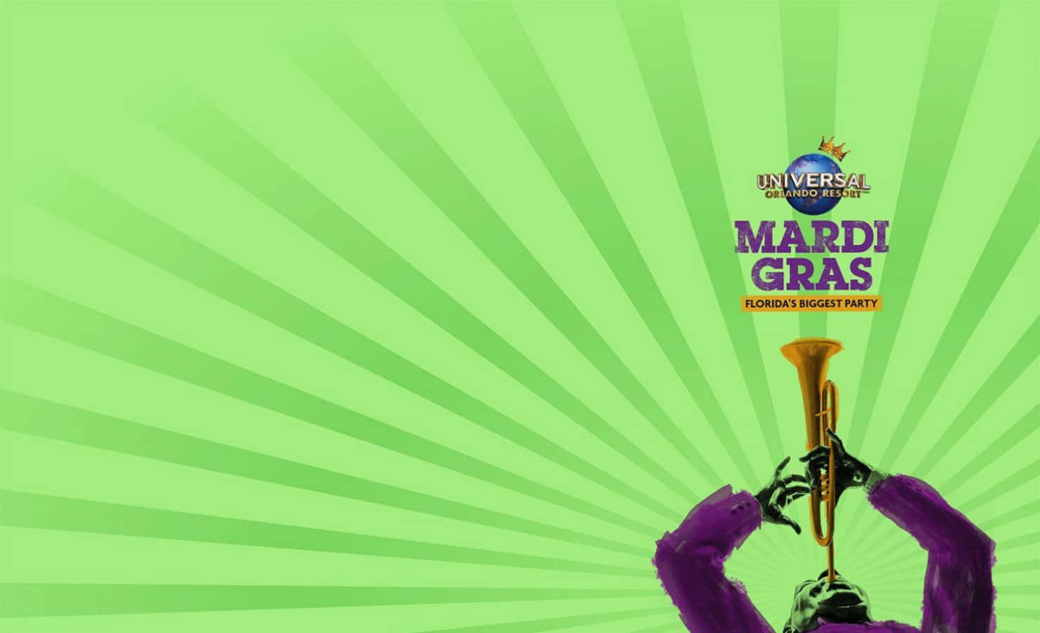 Green Mardi Gras Blowing Trumpet Wallpaper