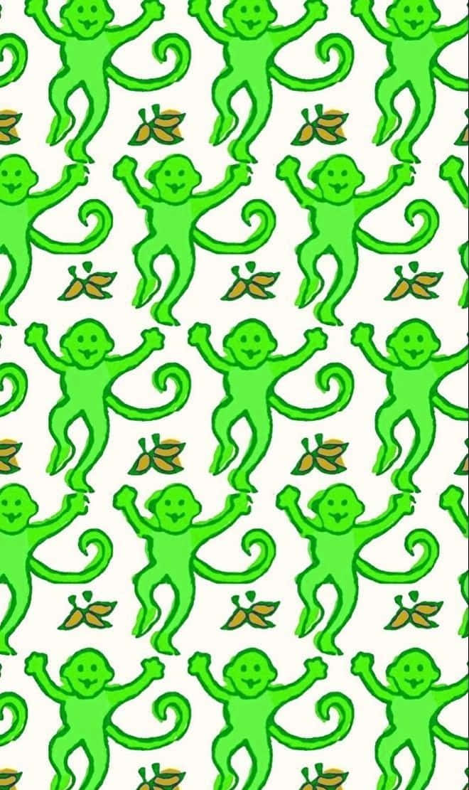 Green Monkey Pattern Graphic Wallpaper