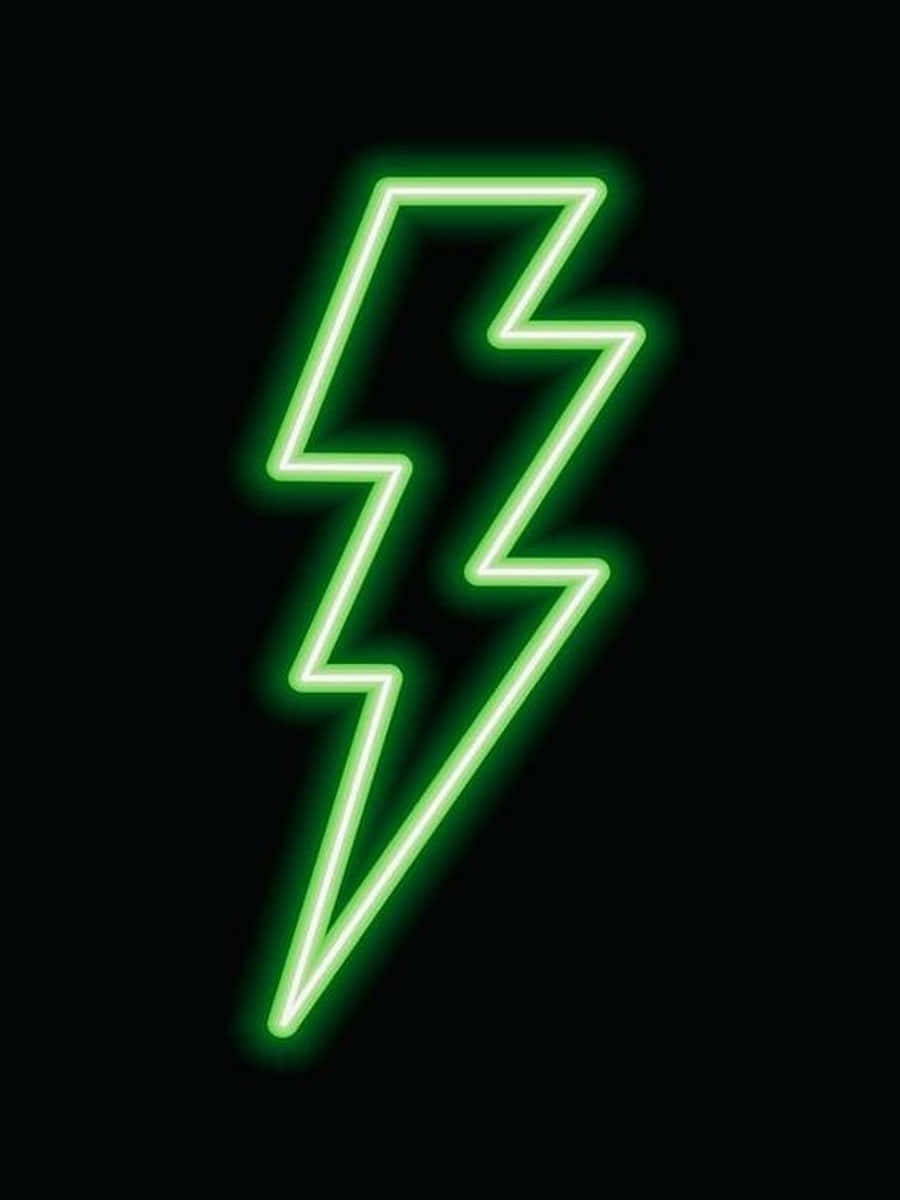 Green Neon Lightning In Black Wallpaper