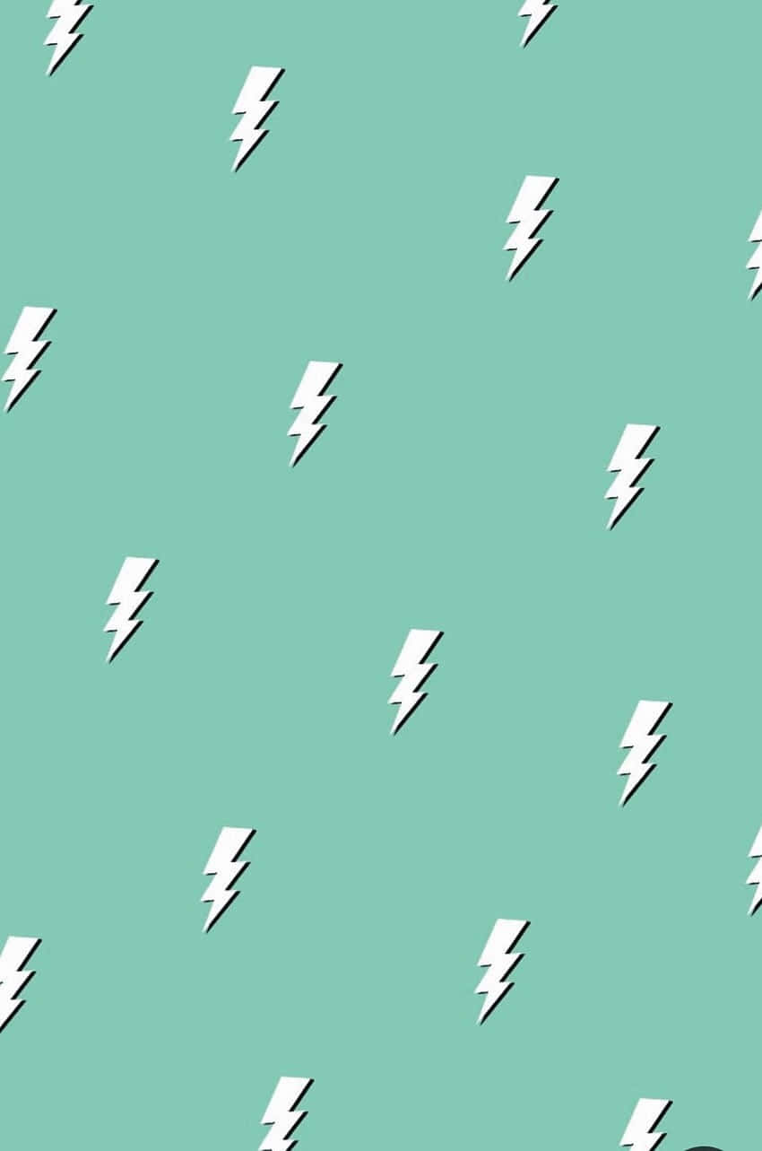 Green Preppy Lightning Pattern Wallpaper