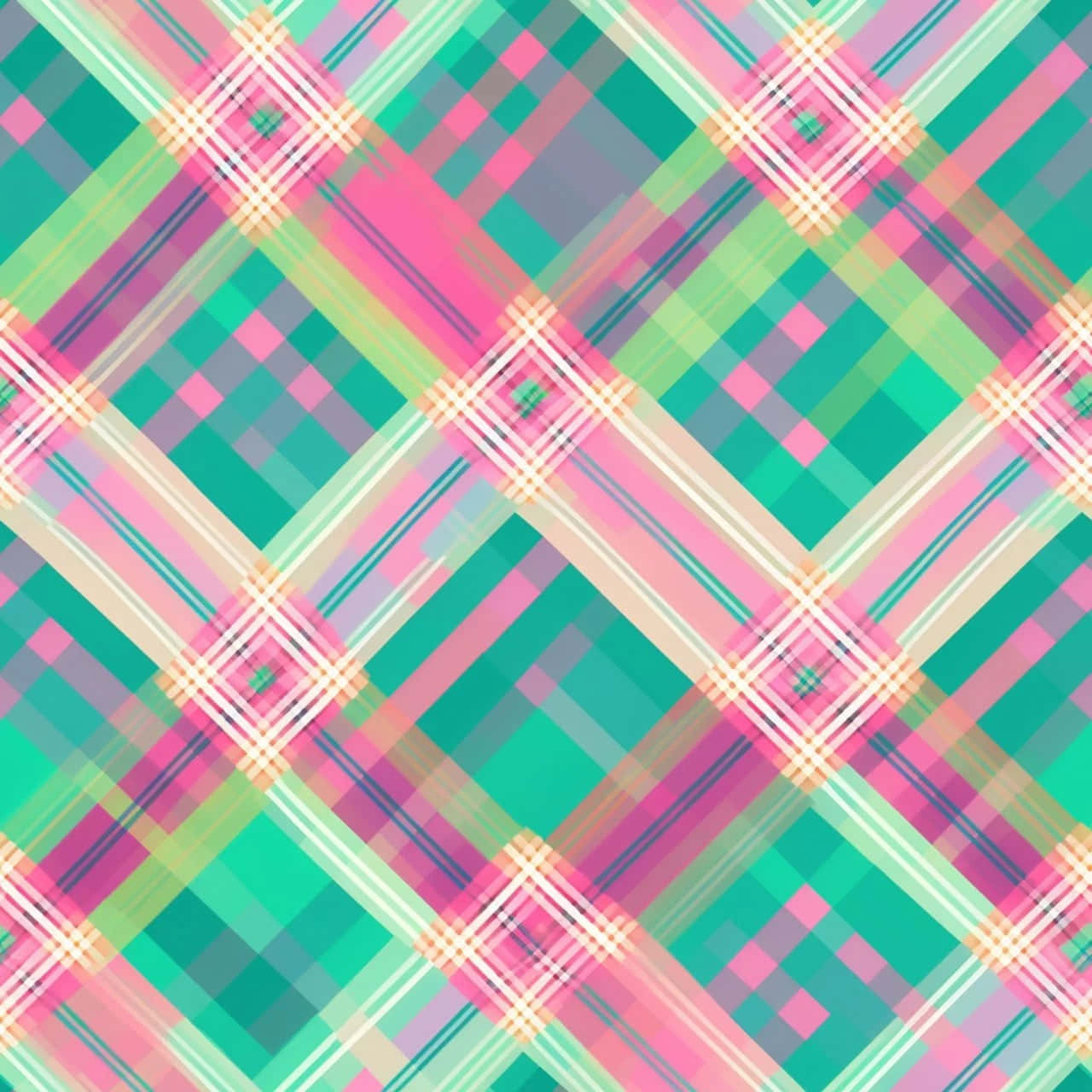 Green Preppy Plaid Pattern Wallpaper