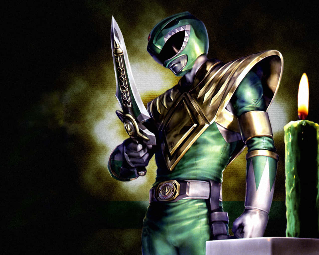 Green Rangerwith Daggerand Candle Wallpaper