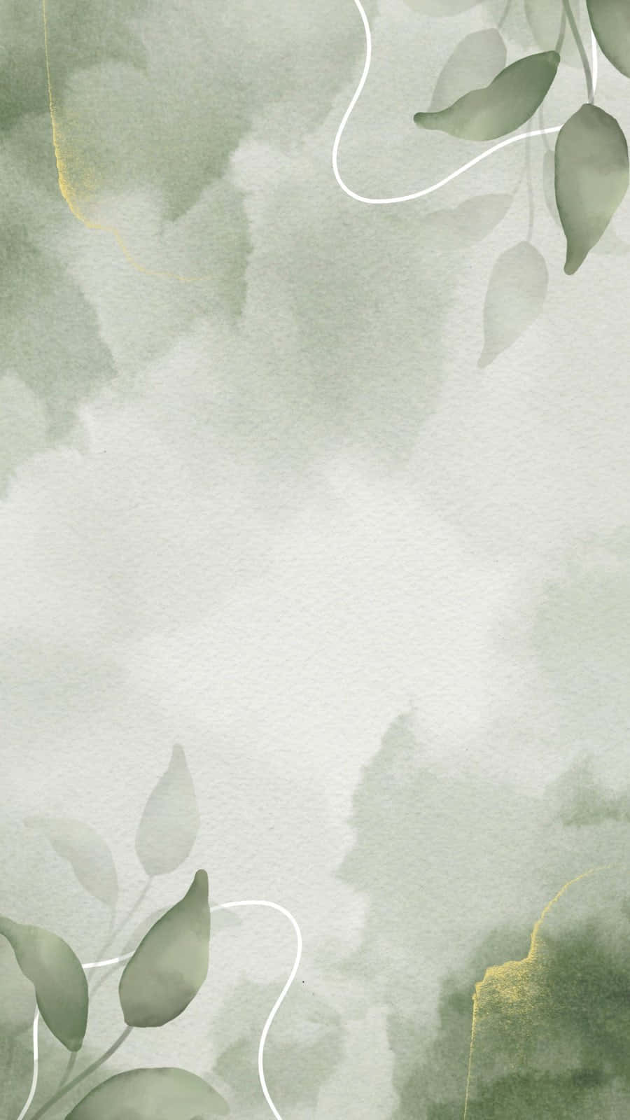 Green Watercolor Leaves Artwork Wallpaper