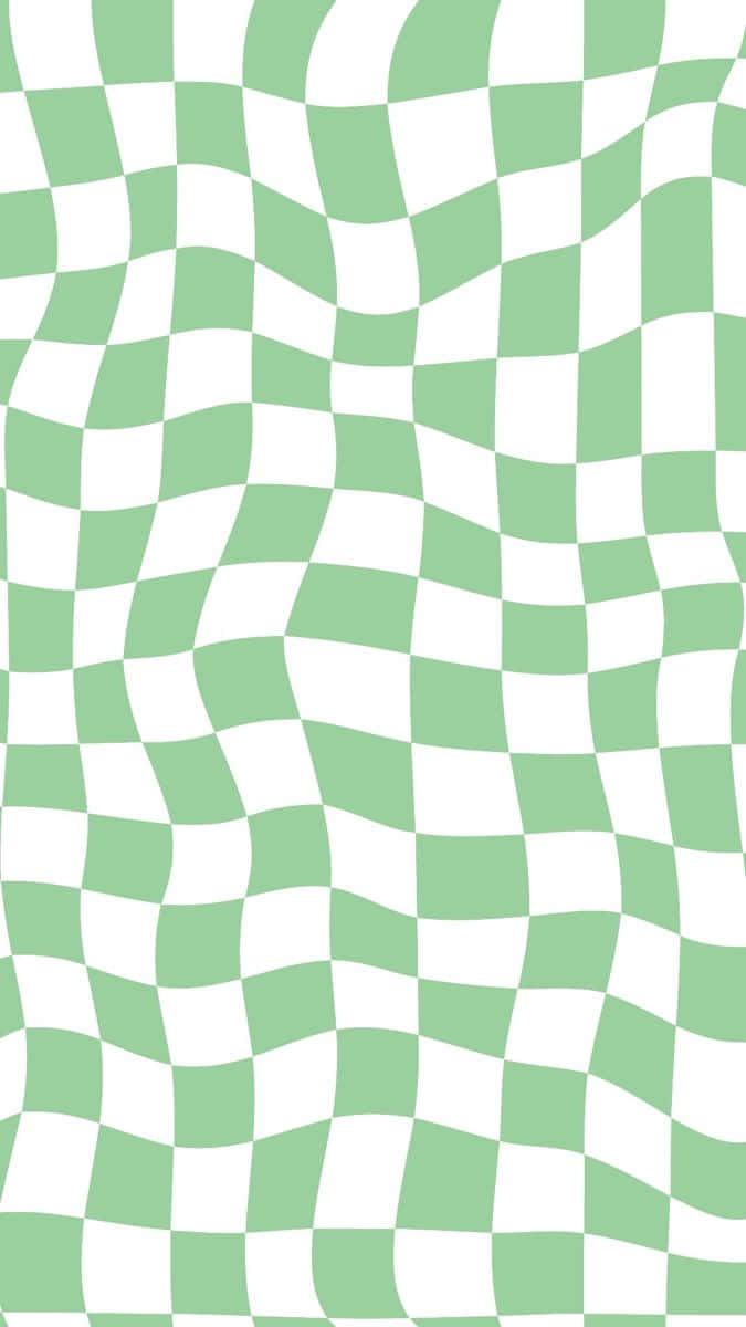 Green White Wavy Checkered Pattern Wallpaper