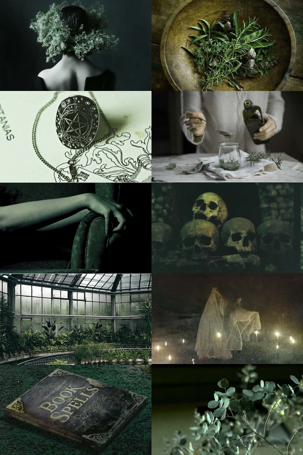 Green Witch Aesthetic Collage Wallpaper