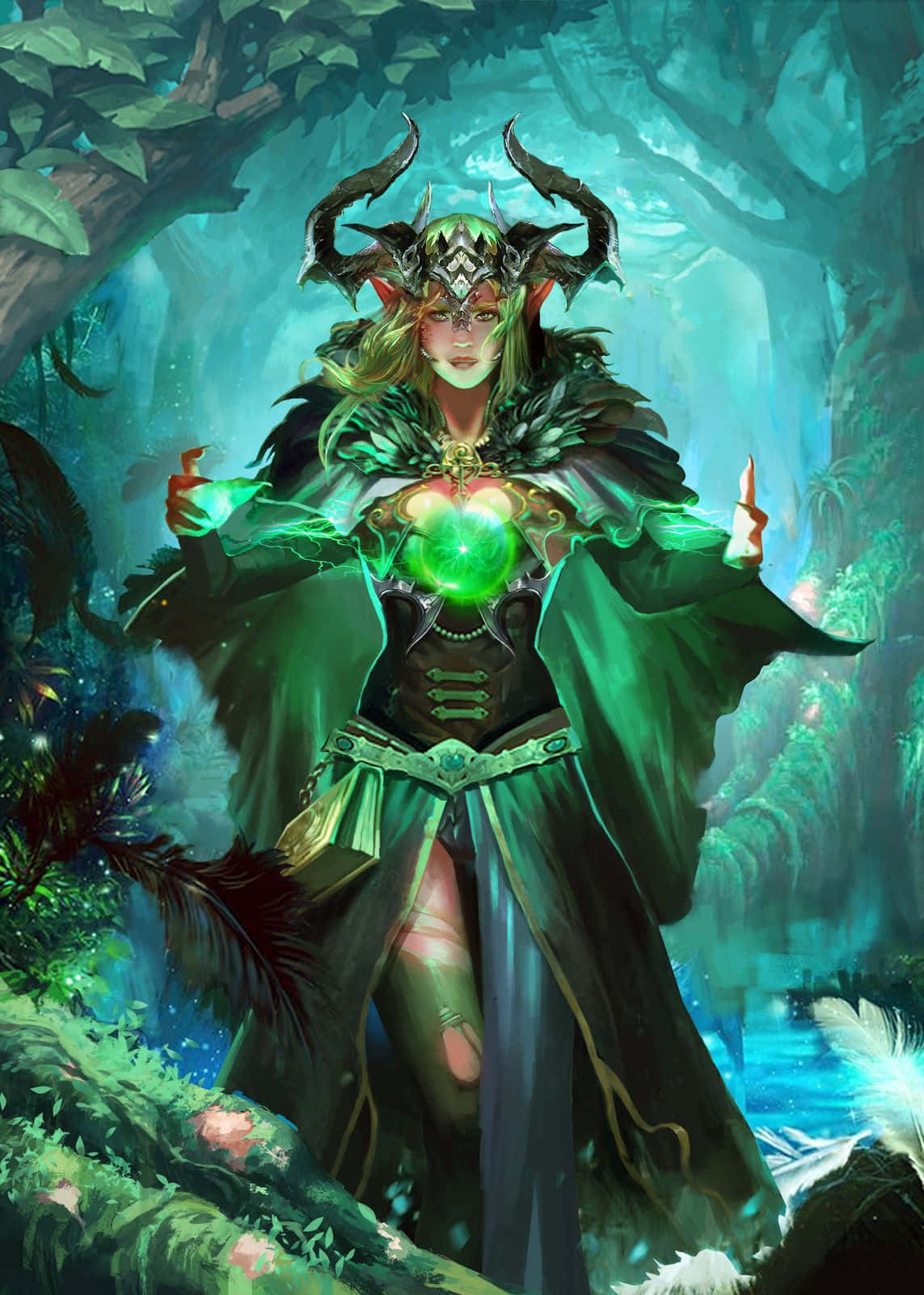 Green Witch In Her Element Wallpaper