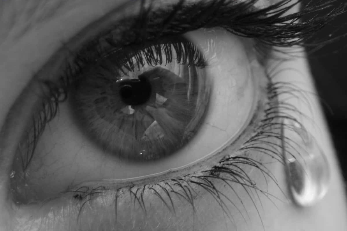 Greyscale Crying With Tears Eye Shot Wallpaper