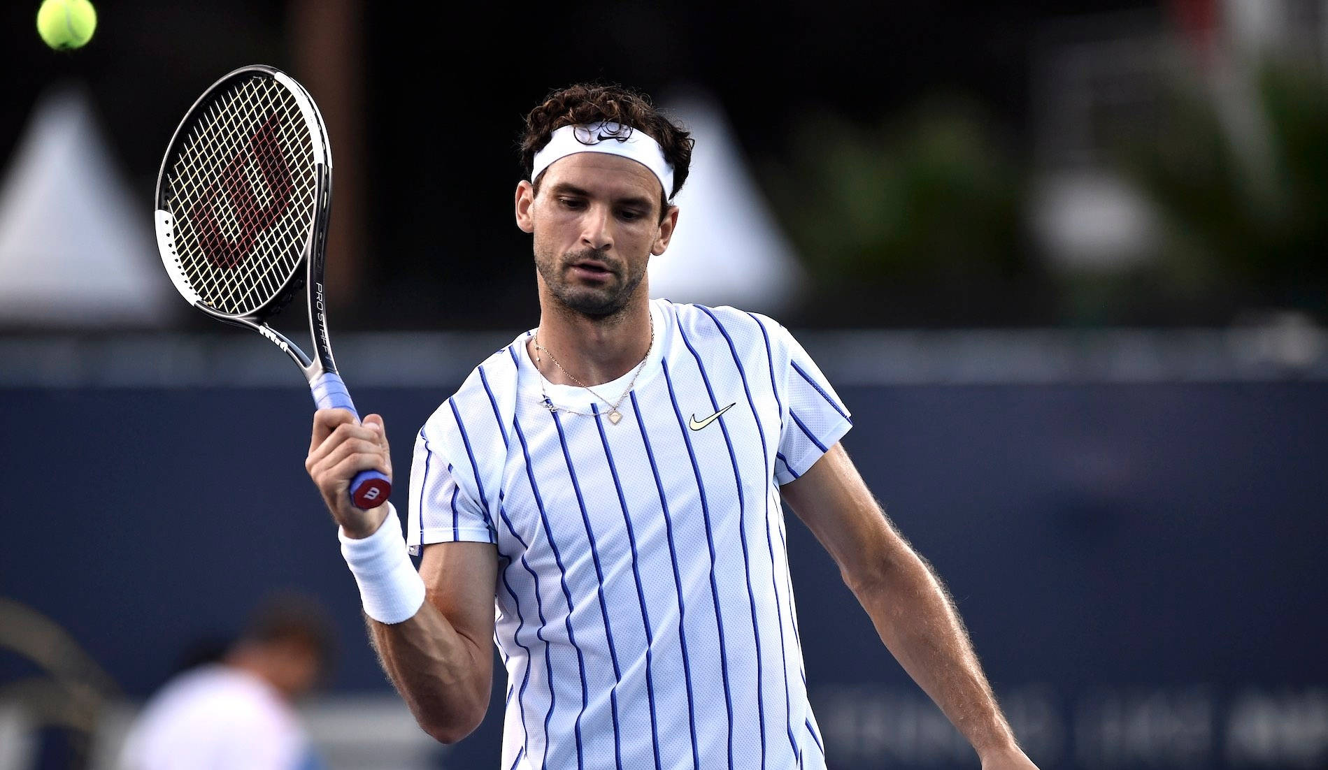 Grigor Dimitrov In White Striped Shirt Wallpaper