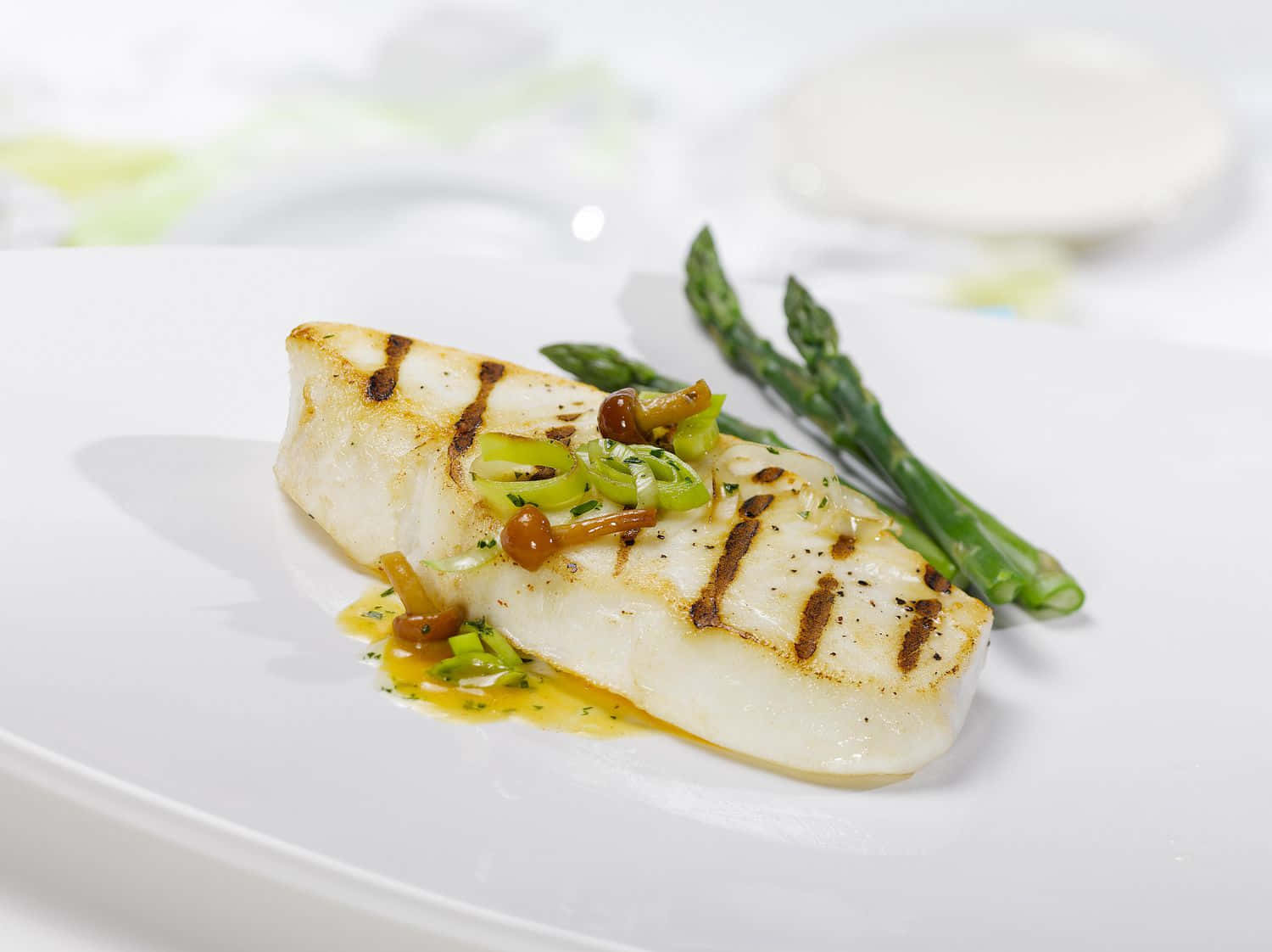 Grilled Halibut Steak Plating Wallpaper