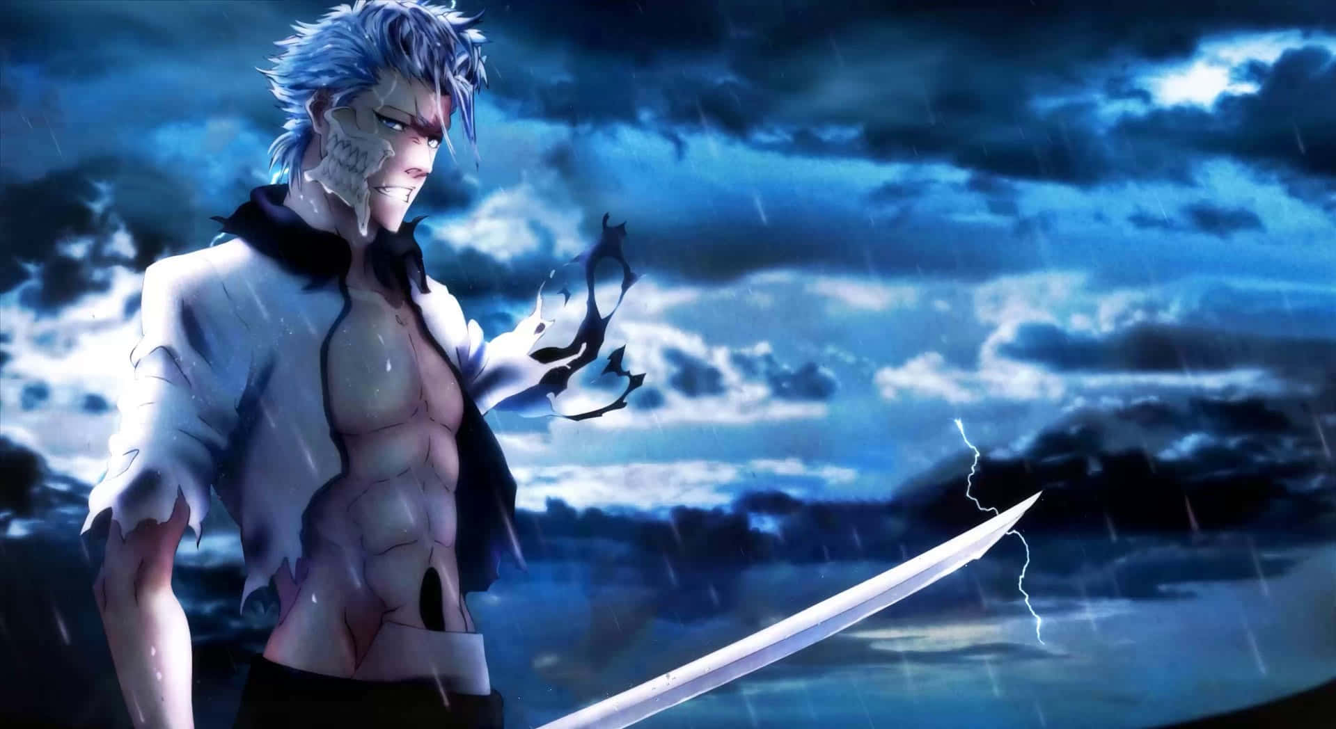 Grimmjow Jaegerjaquez Preparing To Strike Wallpaper