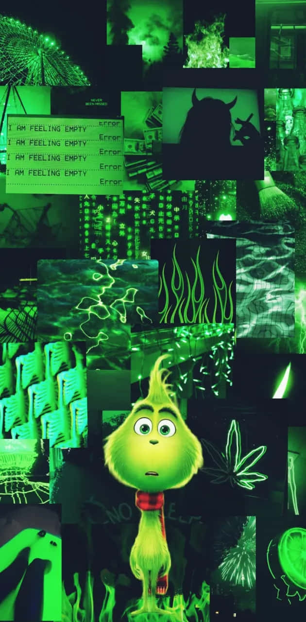 Grinch Aesthetic Collage Green Moodboard Wallpaper