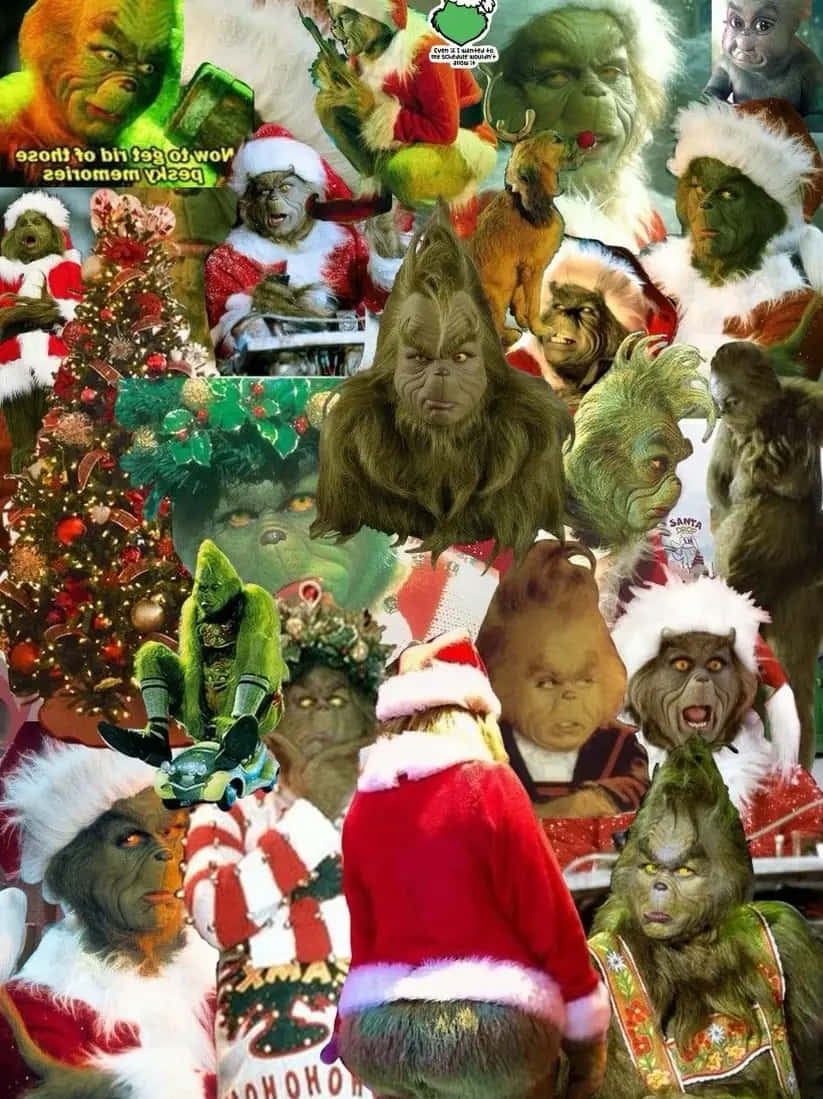 Grinch Collage Christmas Aesthetic Wallpaper