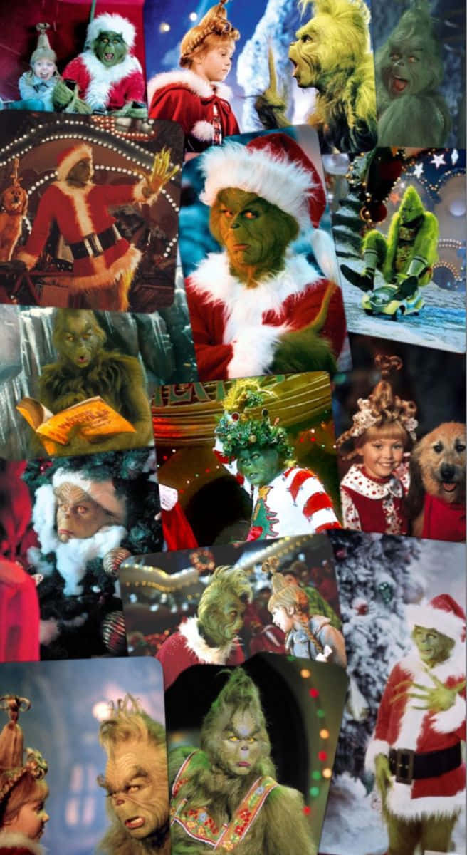 Grinch Collage Christmas Moments Wallpaper