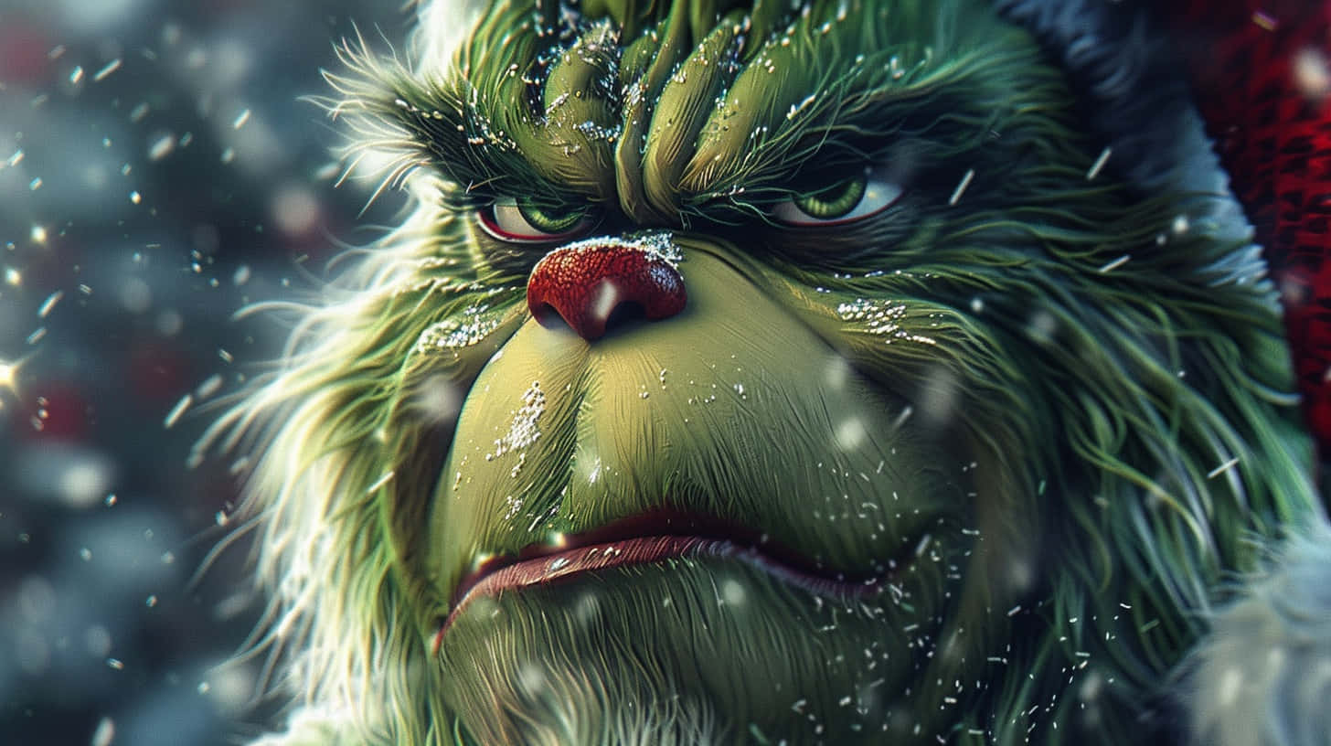 Grinch Facein Snowfall Wallpaper