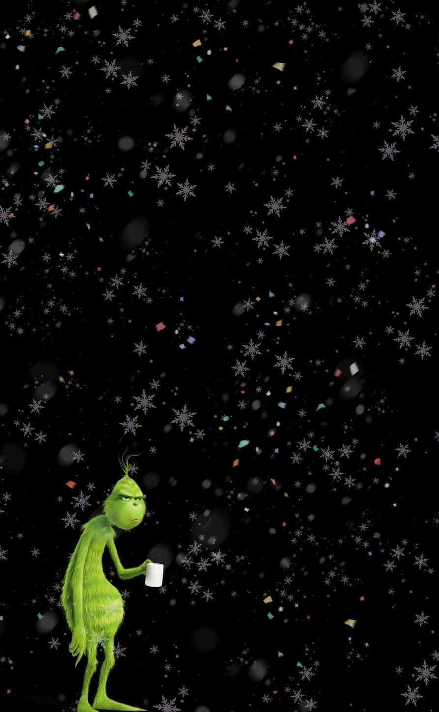 Grinch Holding Coffee Winter Backdrop Wallpaper