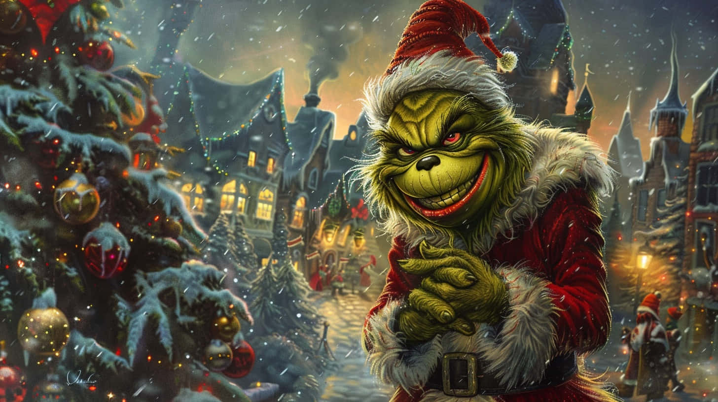 Grinch Scheming Christmas Eve Wallpaper